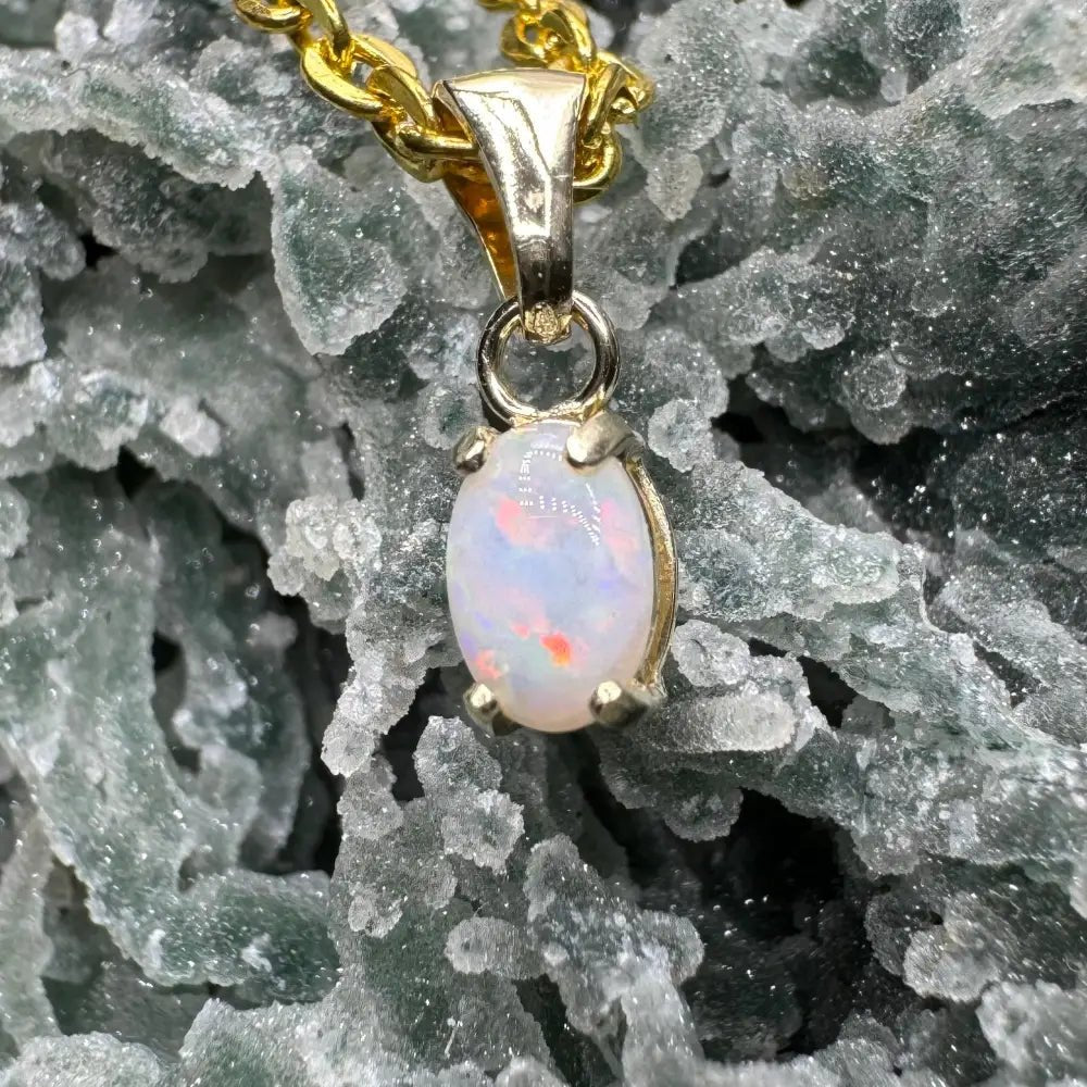 'Sunrise Glow' ~ Handcrafted 9ct Solid Gold 0.6ct Coober Pedy Opal Pendant