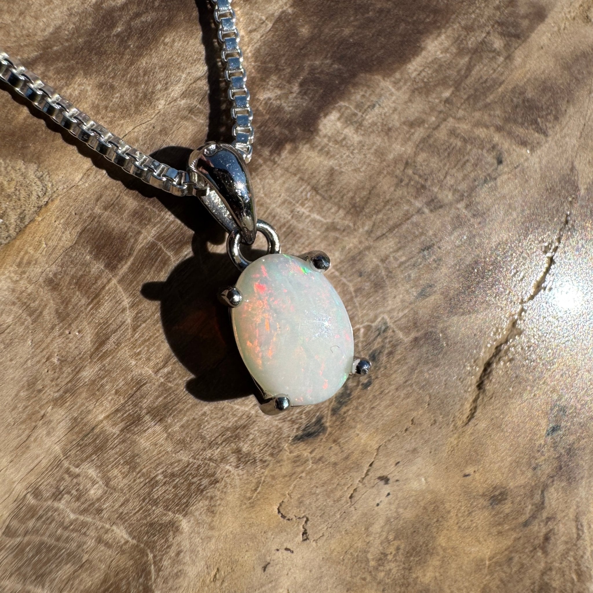 Sunset Dunes ~ 0.7ct Solid Coober Pedy Opal 925 Sterling Silver Pendant Necklace