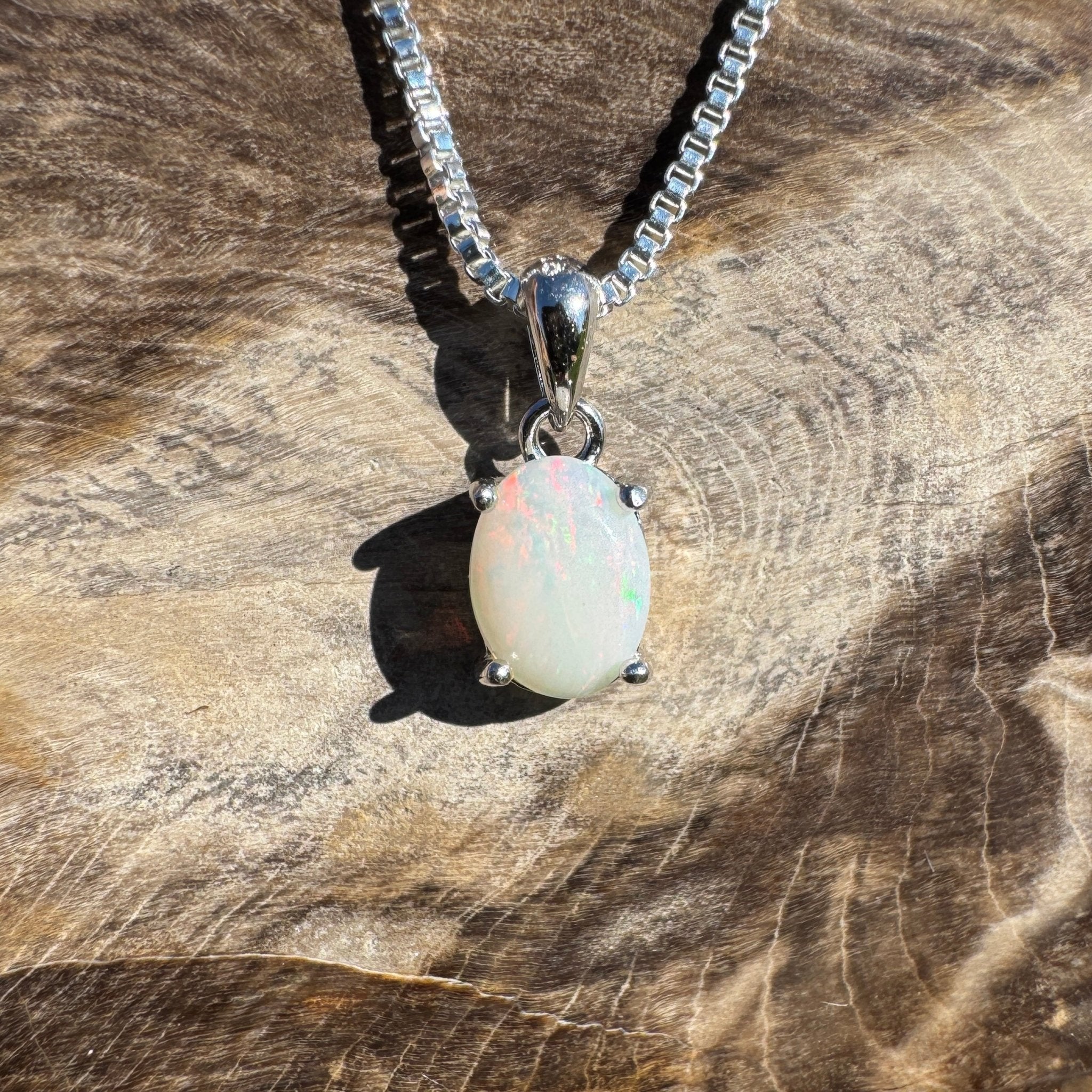 Sunset Dunes ~ 0.7ct Solid Coober Pedy Opal 925 Sterling Silver Pendant Necklace