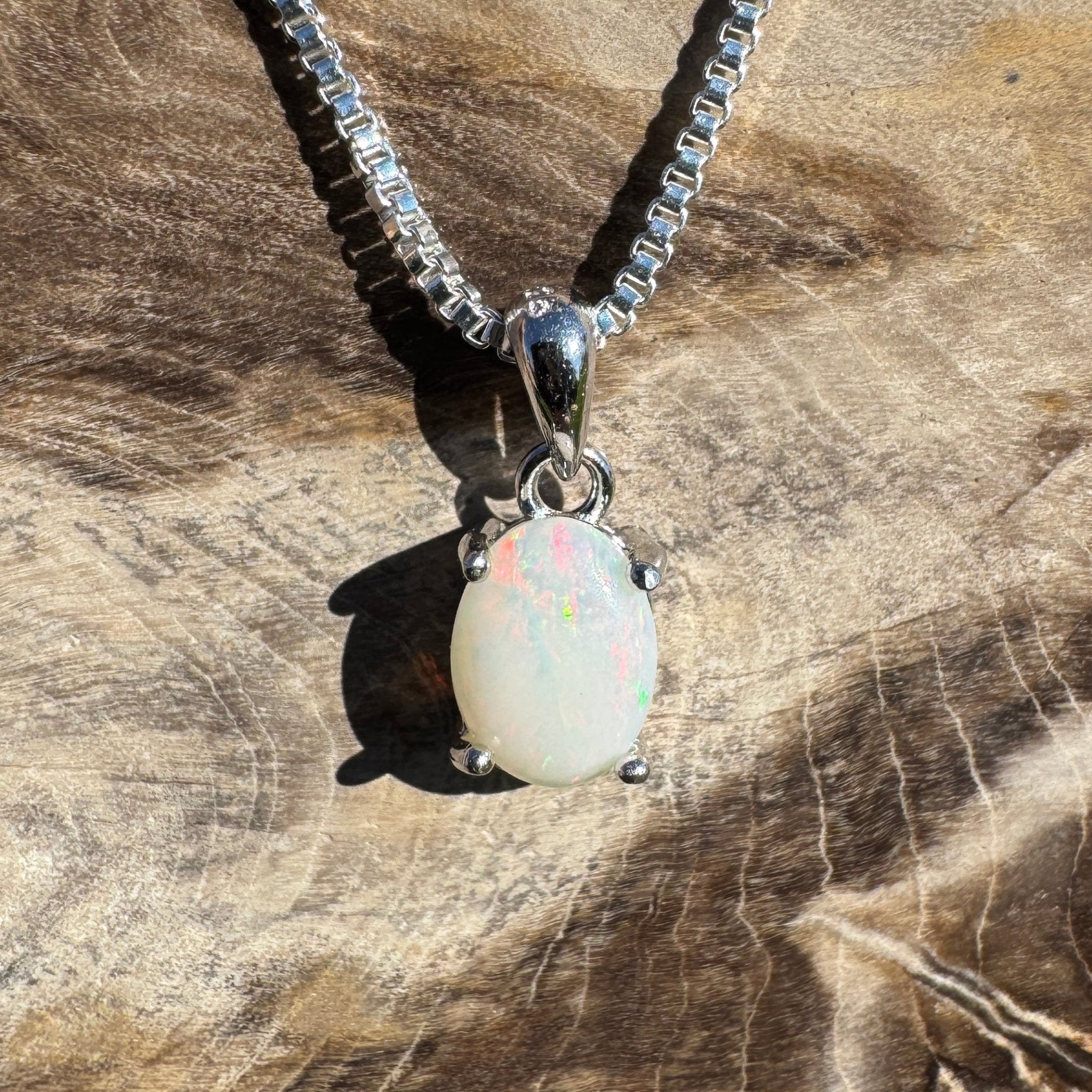 Sunset Dunes ~ 0.7ct Solid Coober Pedy Opal 925 Sterling Silver Pendant Necklace
