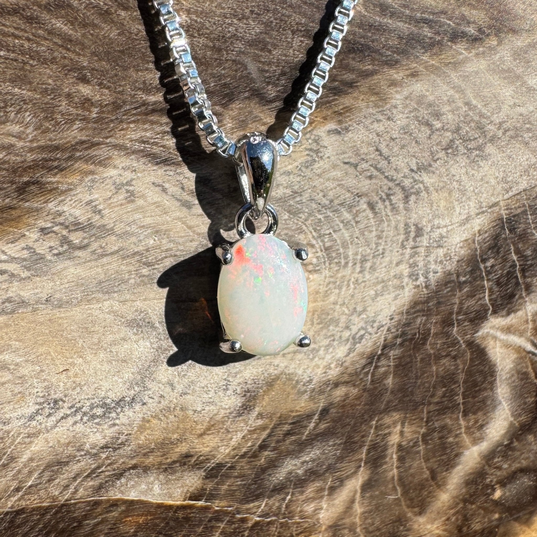 Sunset Dunes ~ 0.7ct Solid Coober Pedy Opal 925 Sterling Silver Pendant Necklace