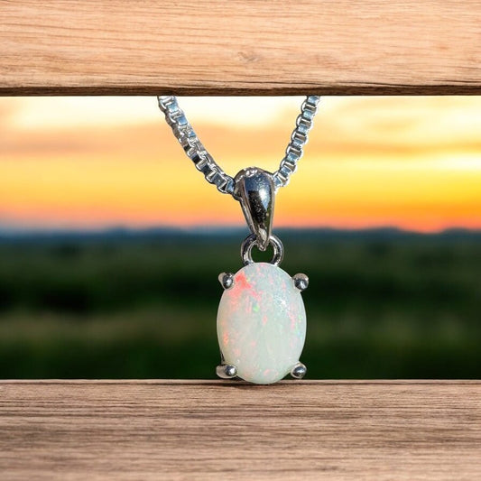 Sunset Dunes ~ 0.7ct Solid Coober Pedy Opal 925 Sterling Silver Pendant Necklace