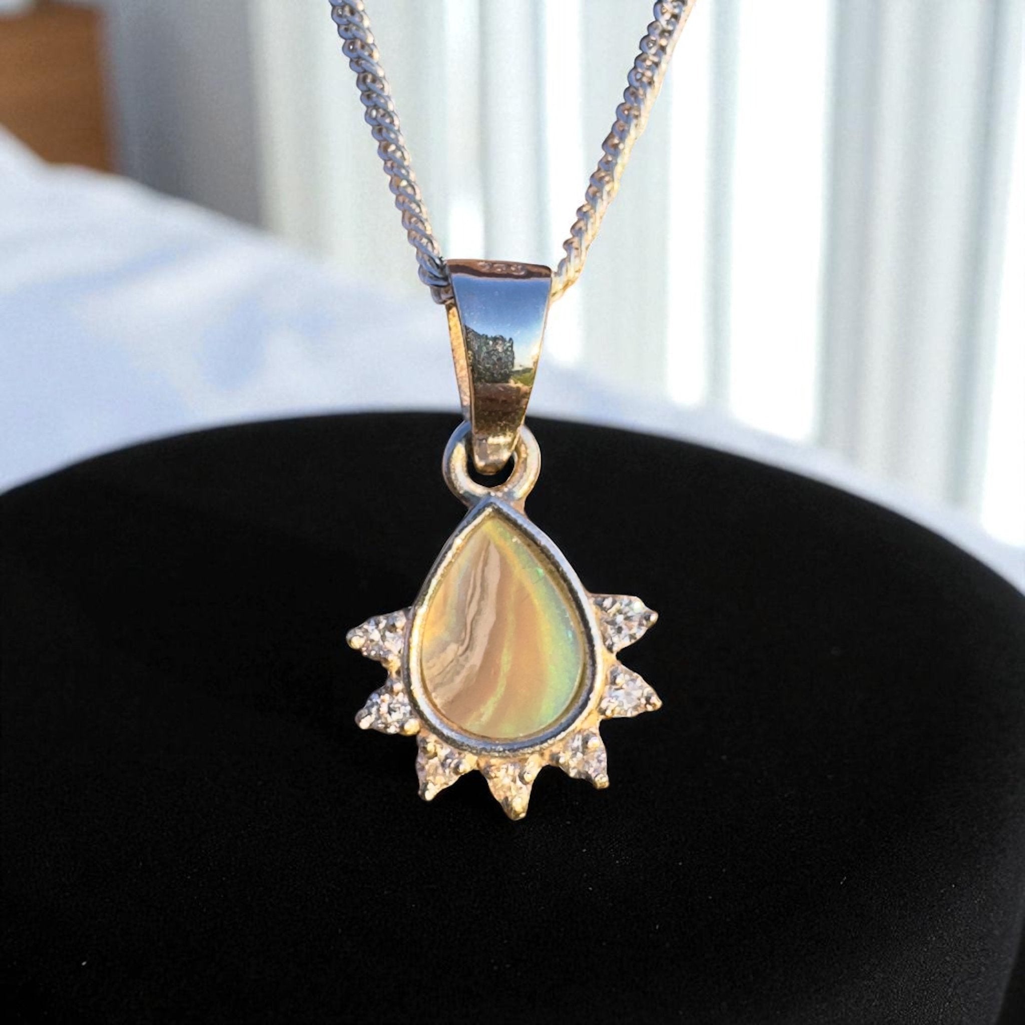 Sunset Flame ~ Handcrafted 1.0ct Lightning Ridge Opal Pendant – Silver Radiance.