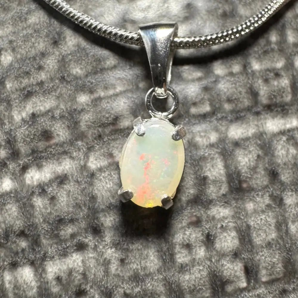 'Sunset Reds' ~ Handcrafted 0.7ct Solid Coober Pedy Opal 925 Sterling Silver Pendant Necklace