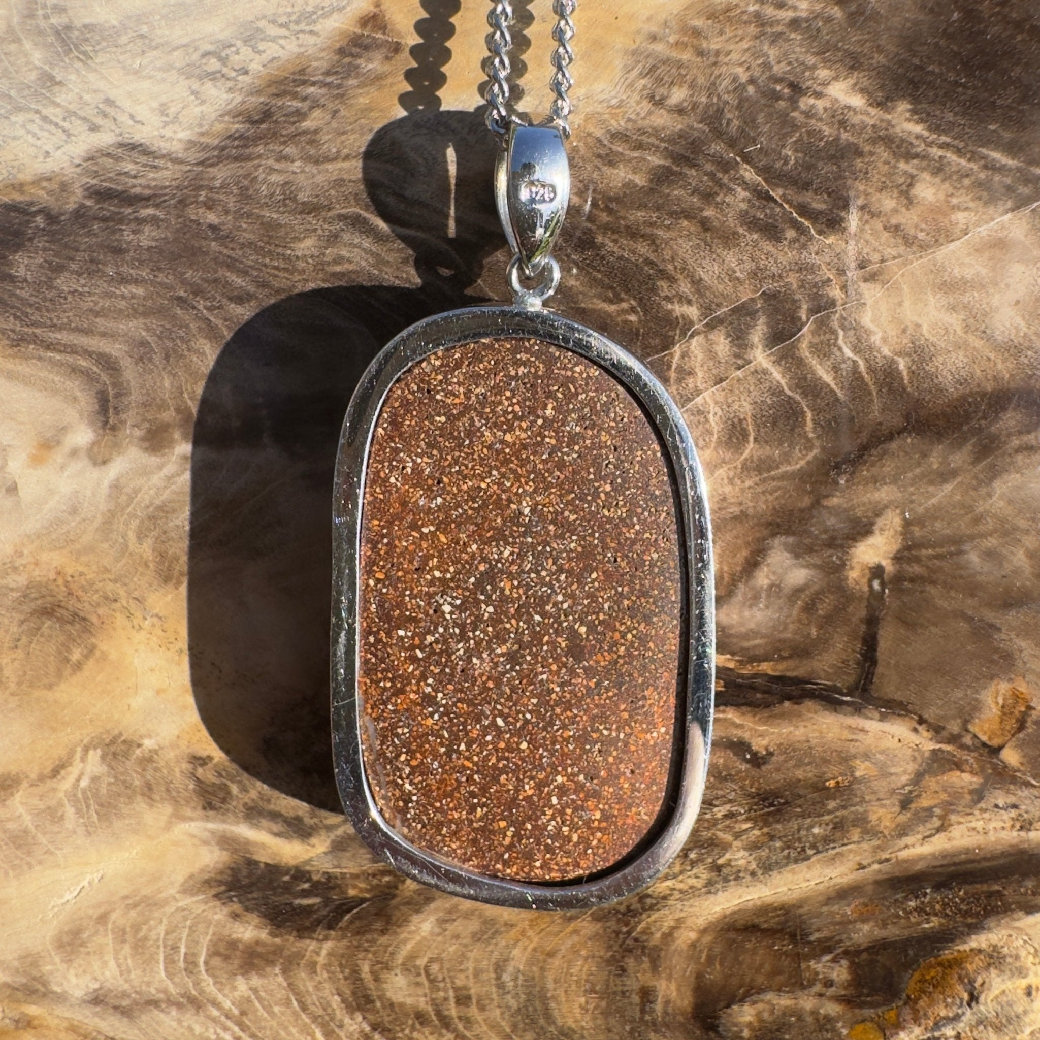 Sunset Reef Drift ~ Queensland Boulder Opal 925 Sterling Silver Pendant Necklace