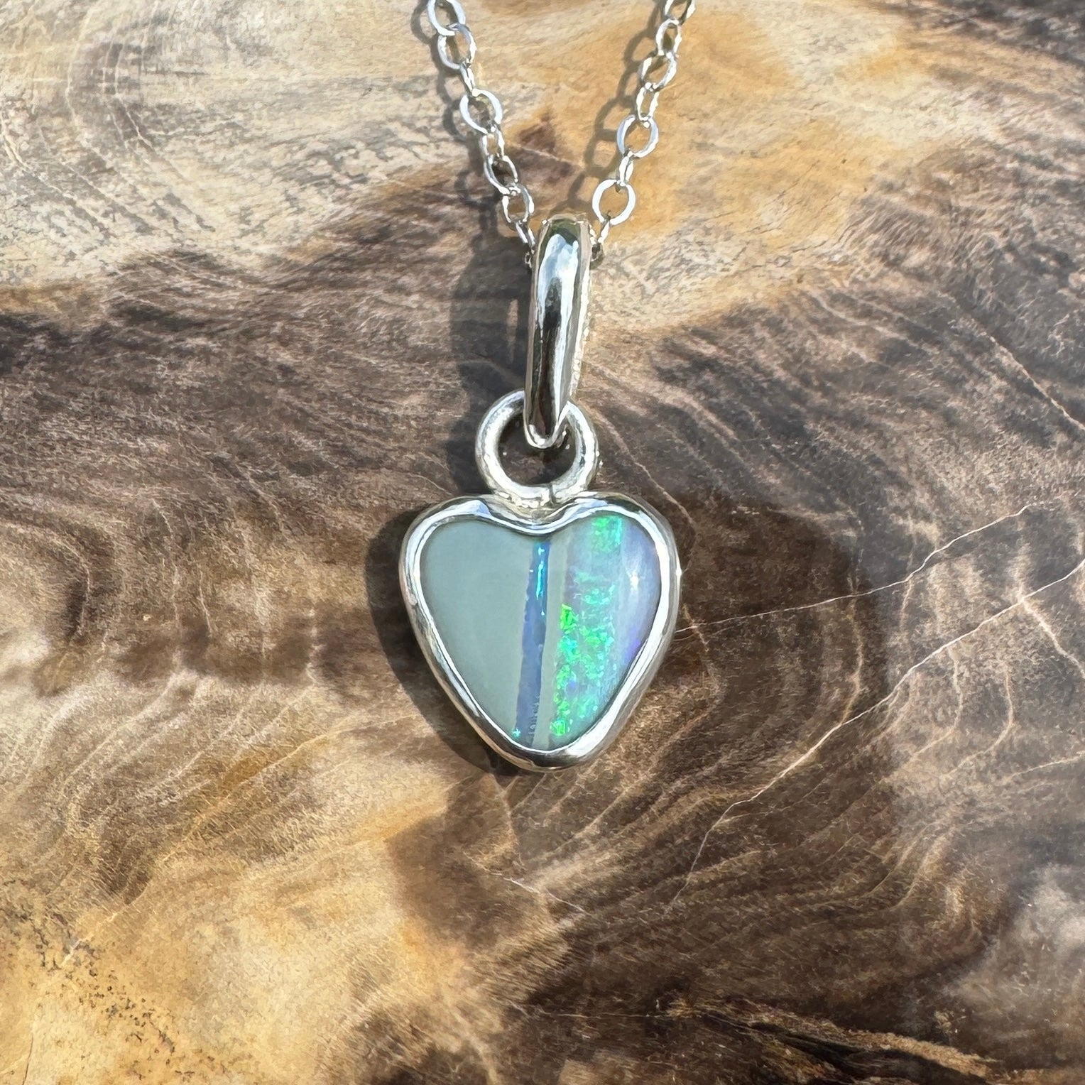 Sunshine Coastal Love ~ 1.5ct Lightning Ridge Opal 925 Silver Pendant