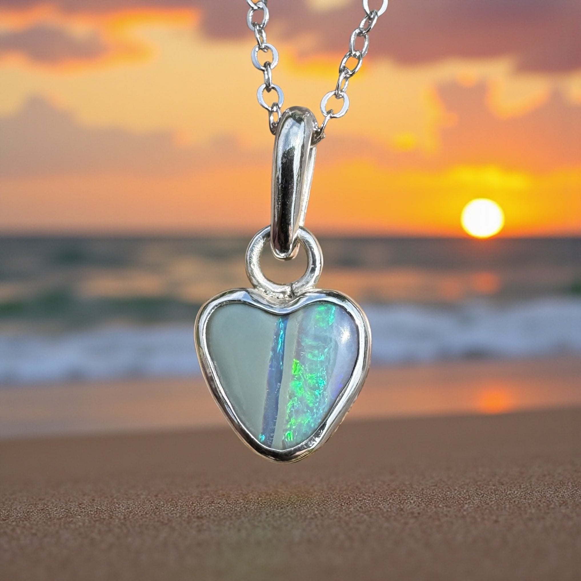 Sunshine Coastal Love ~ 1.5ct Lightning Ridge Opal 925 Silver Pendant