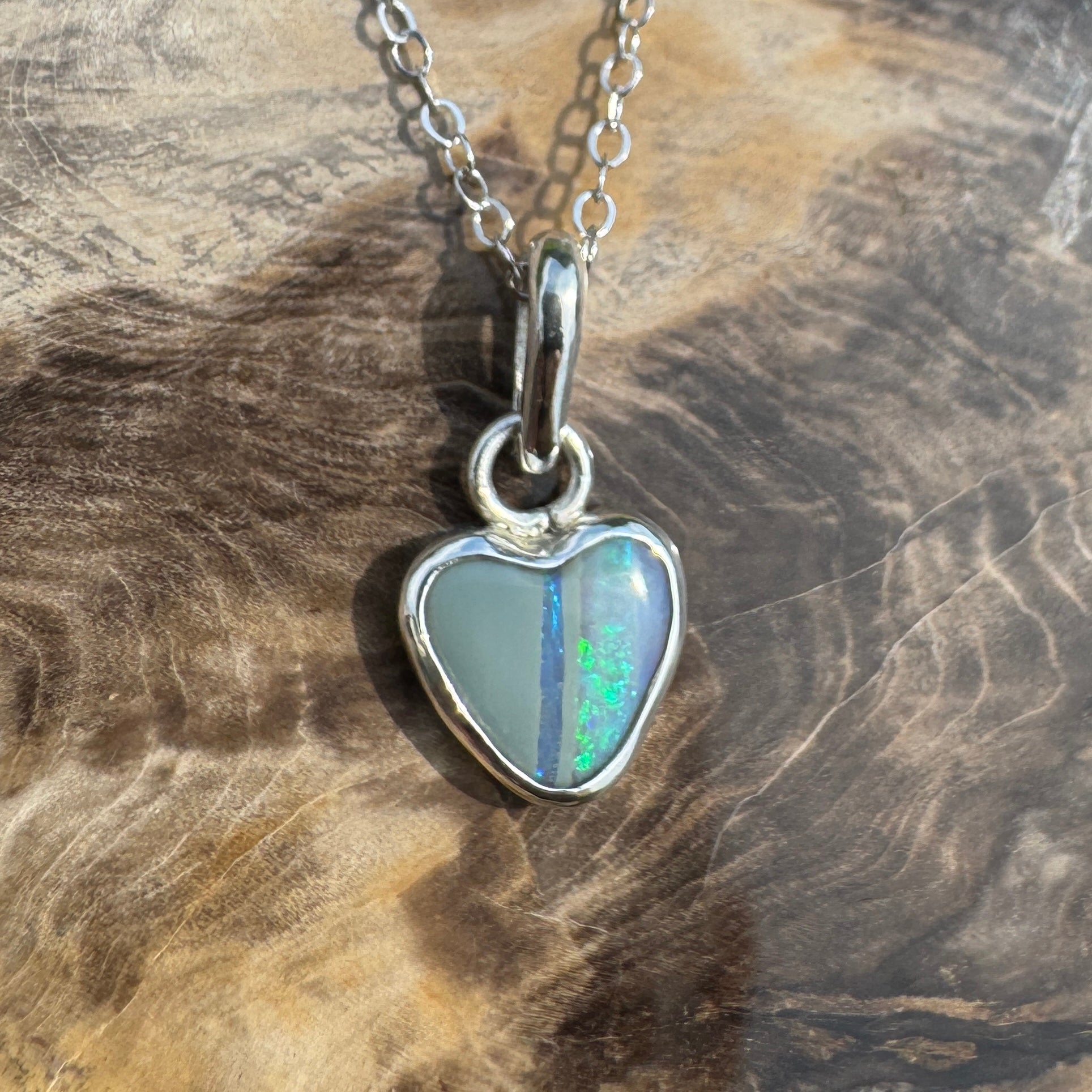 Sunshine Coastal Love ~ 1.5ct Lightning Ridge Opal 925 Silver Pendant