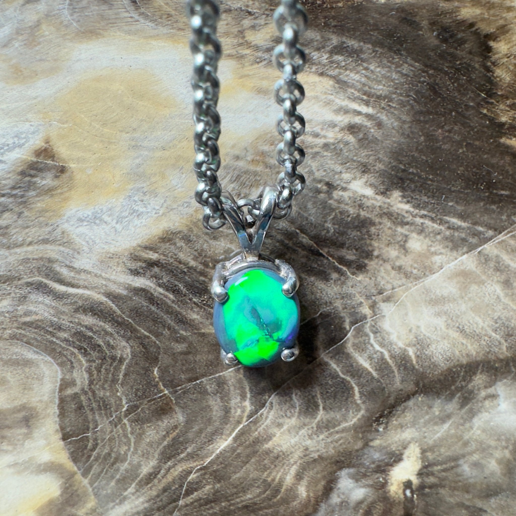 Talawanta Shadow ~ 1ct Lightning Ridge Black Opal 925 Silver Pendant