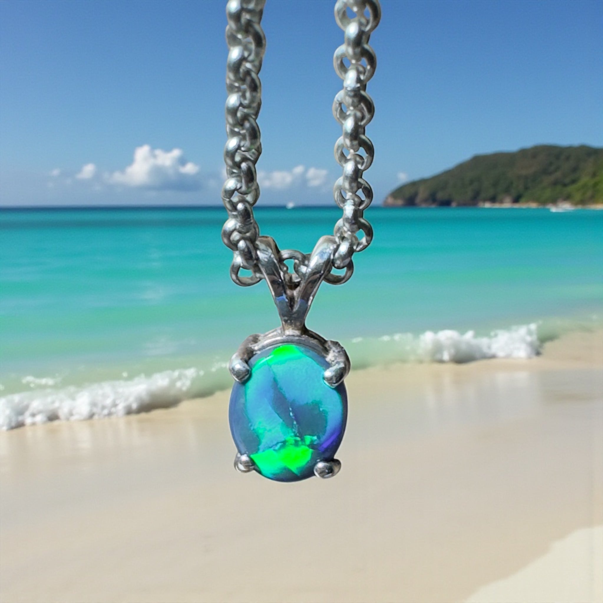 Talawanta Shadow ~ 1ct Lightning Ridge Black Opal 925 Silver Pendant