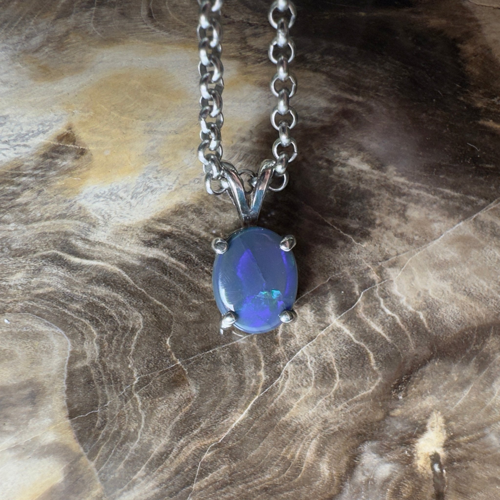 Talawanta Shadow ~ 1ct Lightning Ridge Black Opal 925 Silver Pendant