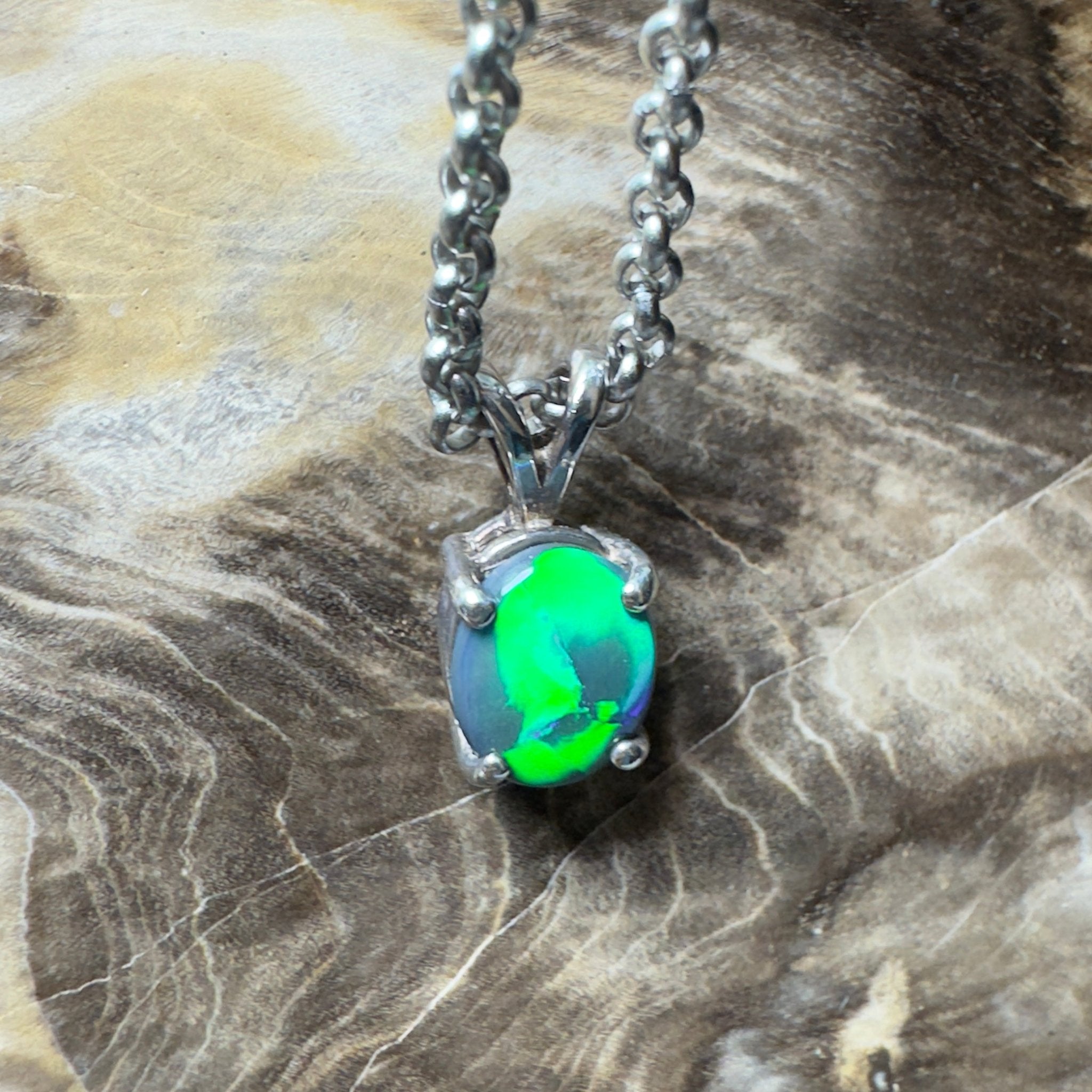 Talawanta Shadow ~ 1ct Lightning Ridge Black Opal 925 Silver Pendant