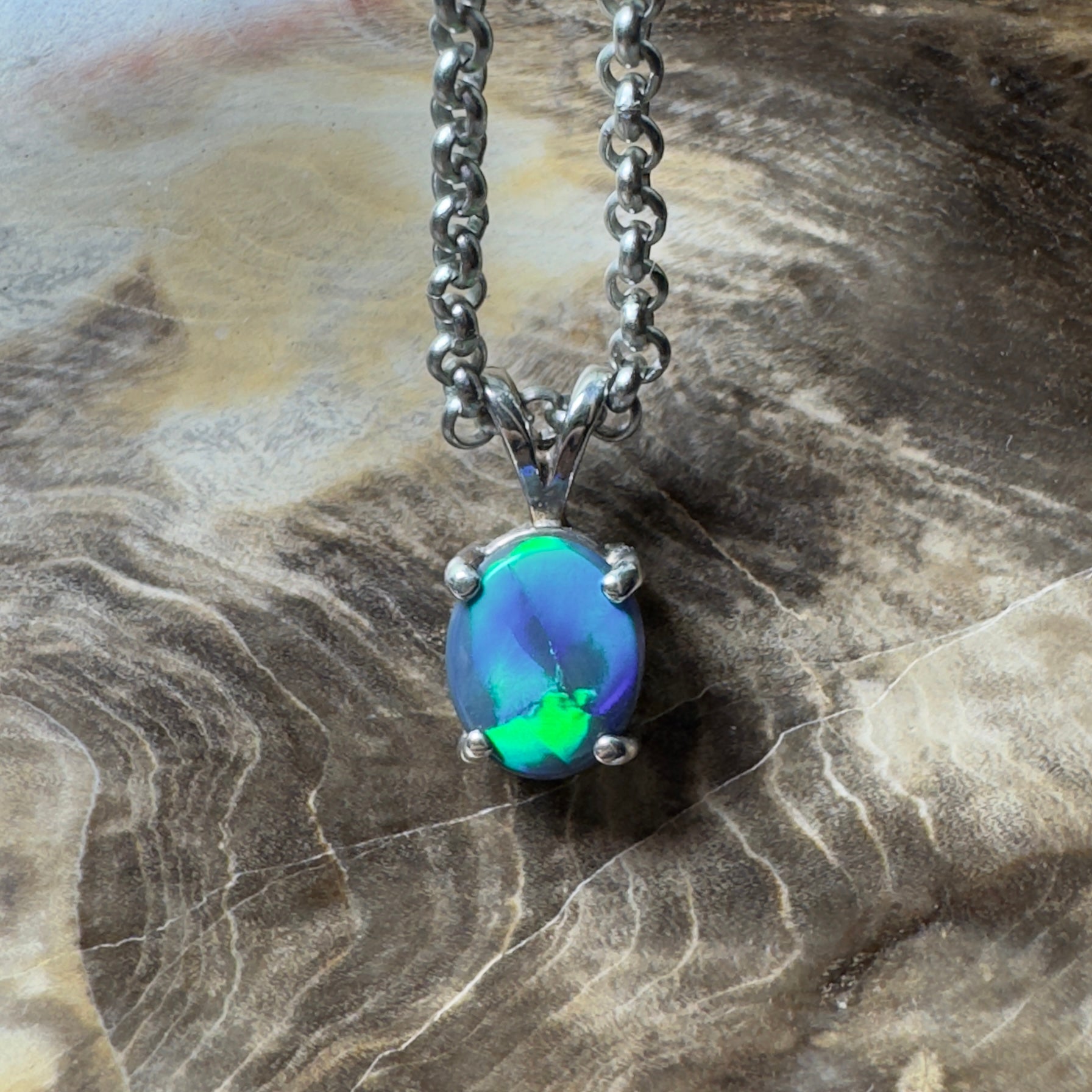 Talawanta Shadow ~ 1ct Lightning Ridge Black Opal 925 Silver Pendant