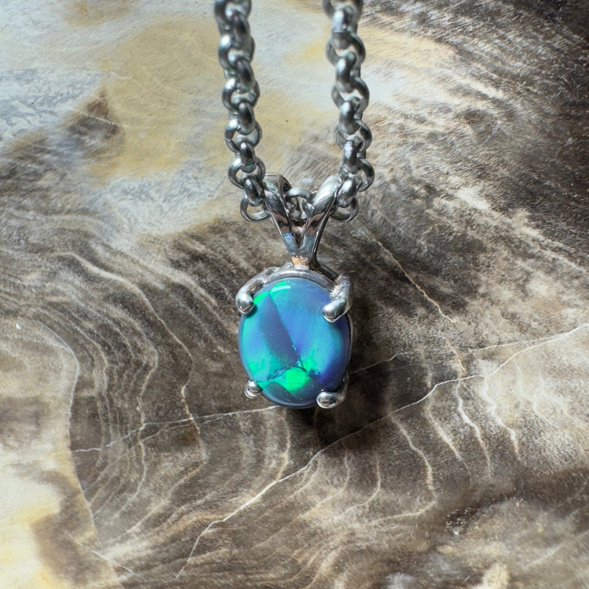 Talawanta Shadow ~ 1ct Lightning Ridge Black Opal 925 Silver Pendant