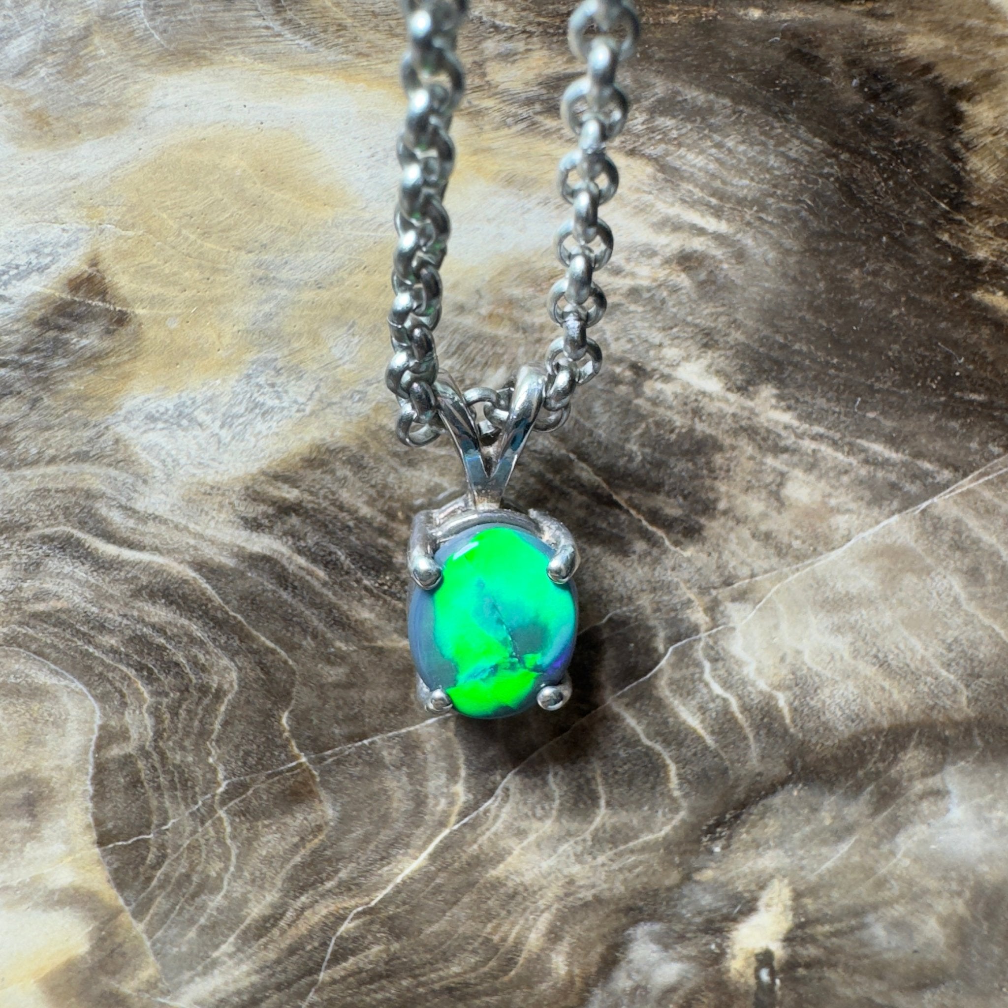 Talawanta Shadow ~ 1ct Lightning Ridge Black Opal 925 Silver Pendant