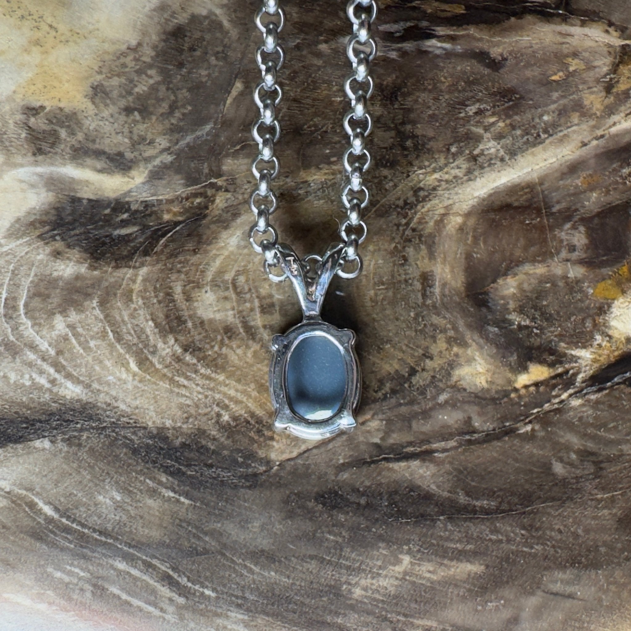 Talawanta Shadow ~ 1ct Lightning Ridge Black Opal 925 Silver Pendant