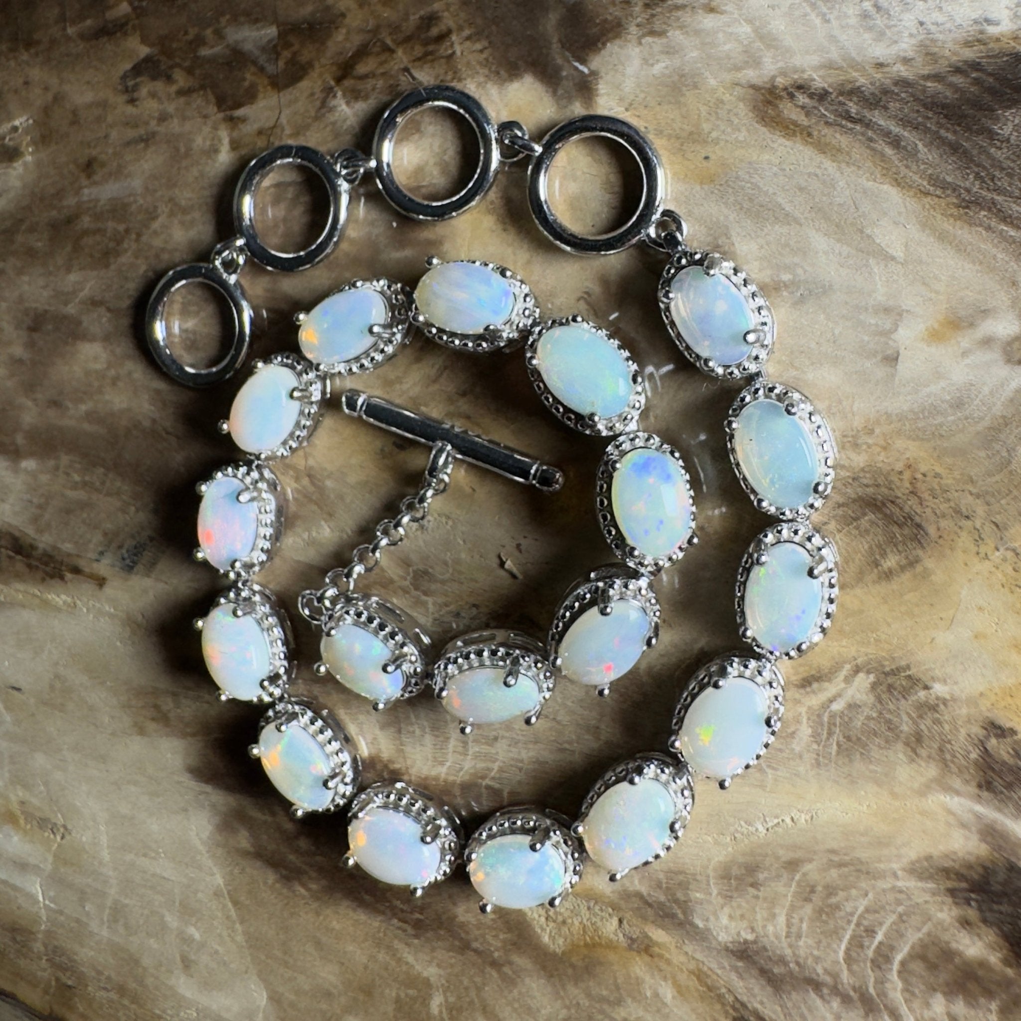 Tanami Dreaming ~ 5.4ct Coober Pedy Opal 925 Sterling Silver Bracelet