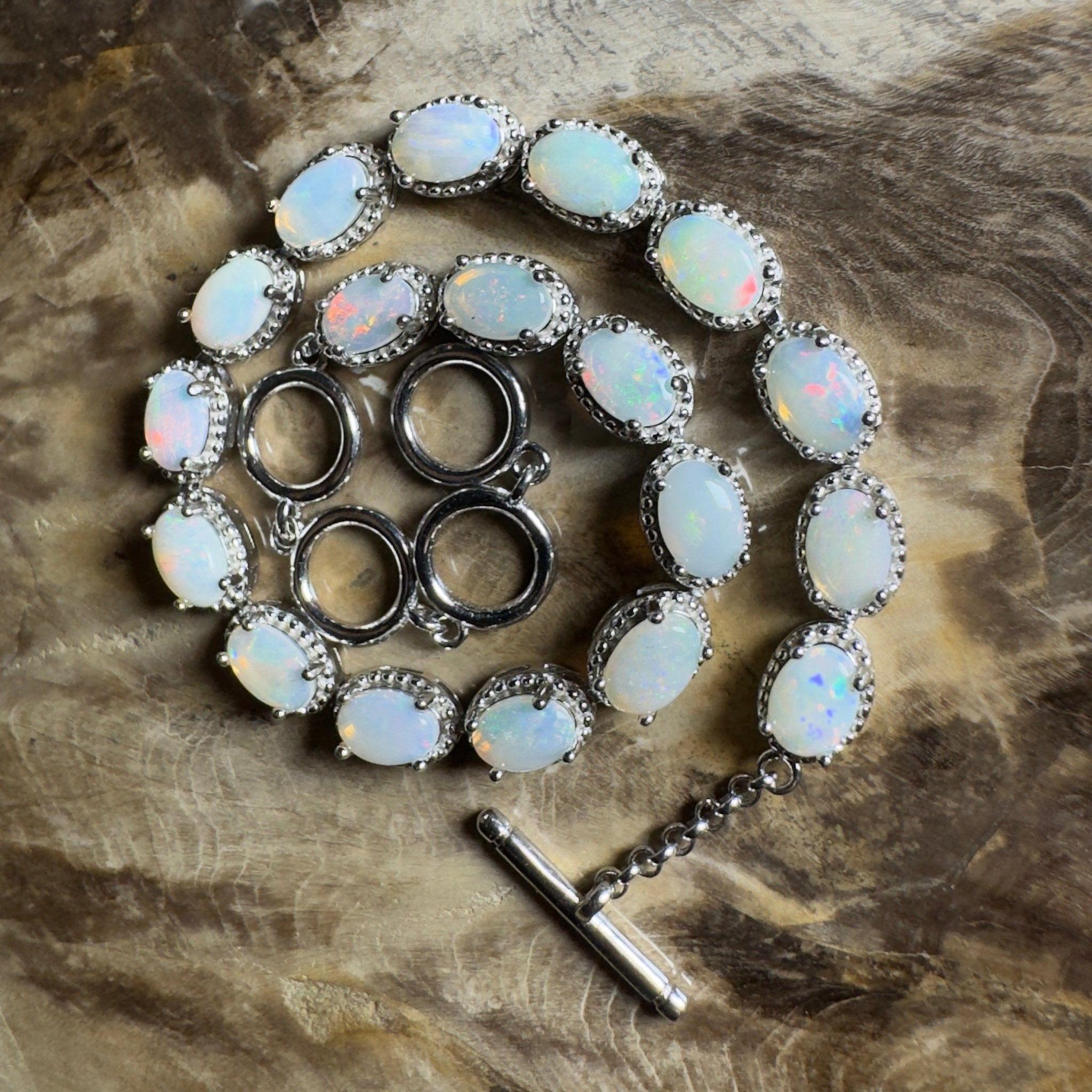 Tanami Dreaming ~ 5.4ct Coober Pedy Opal 925 Sterling Silver Bracelet