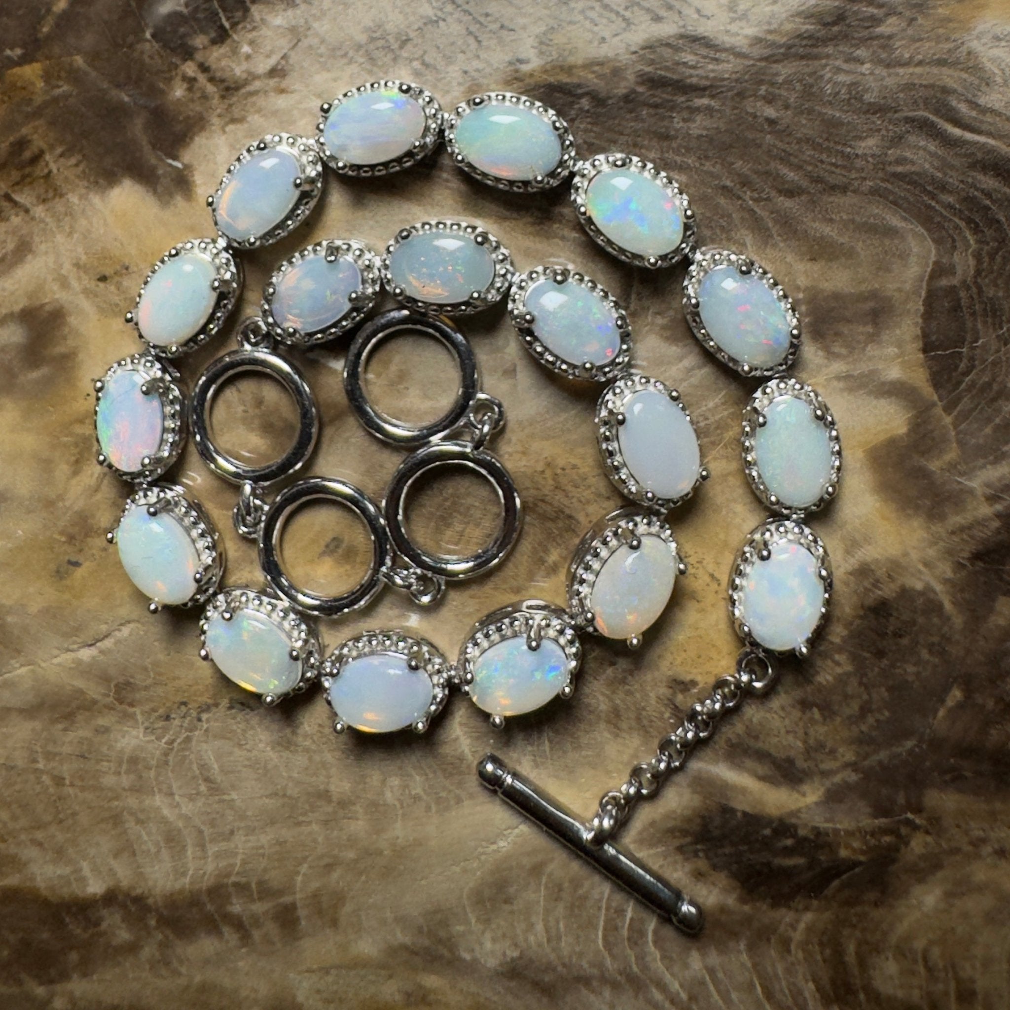 Tanami Dreaming ~ 5.4ct Coober Pedy Opal 925 Sterling Silver Bracelet