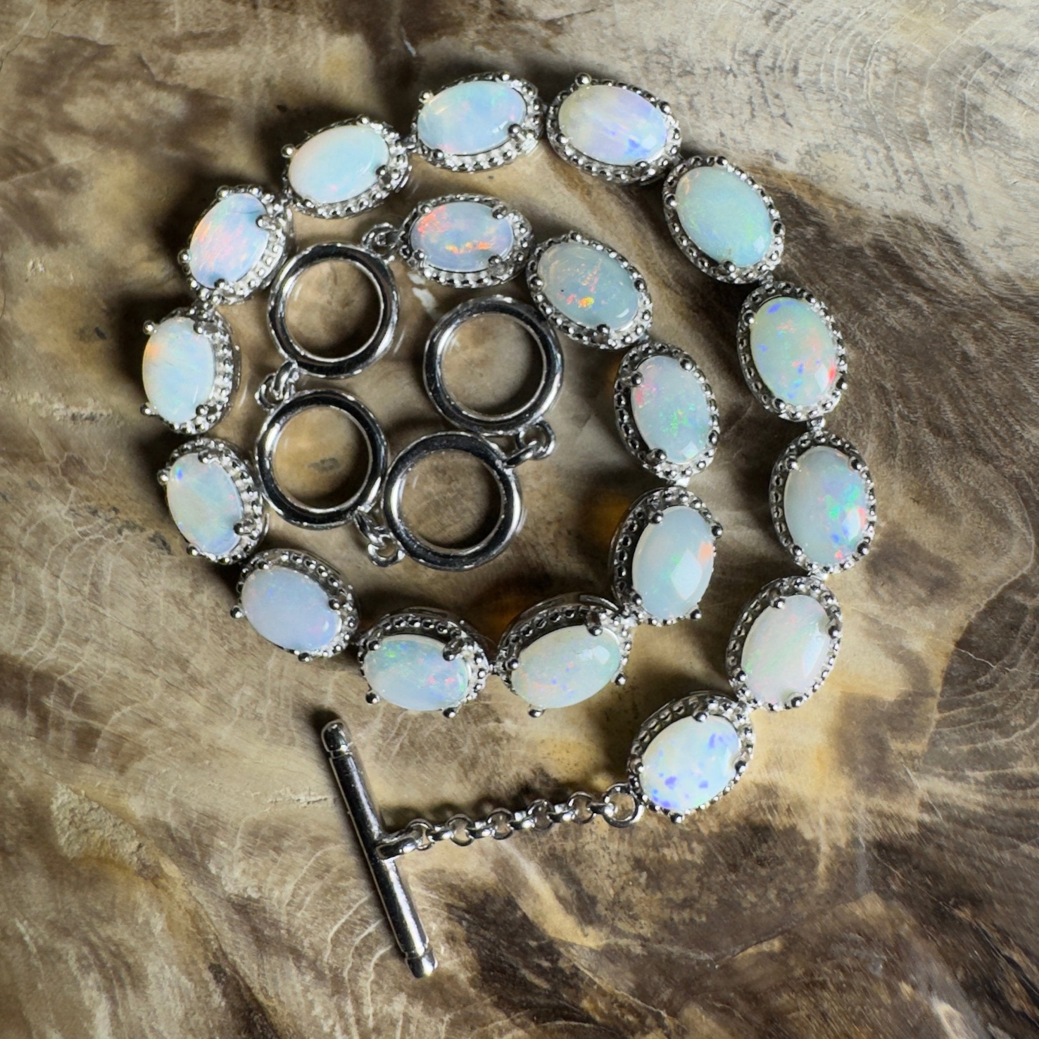 Tanami Dreaming ~ 5.4ct Coober Pedy Opal 925 Sterling Silver Bracelet