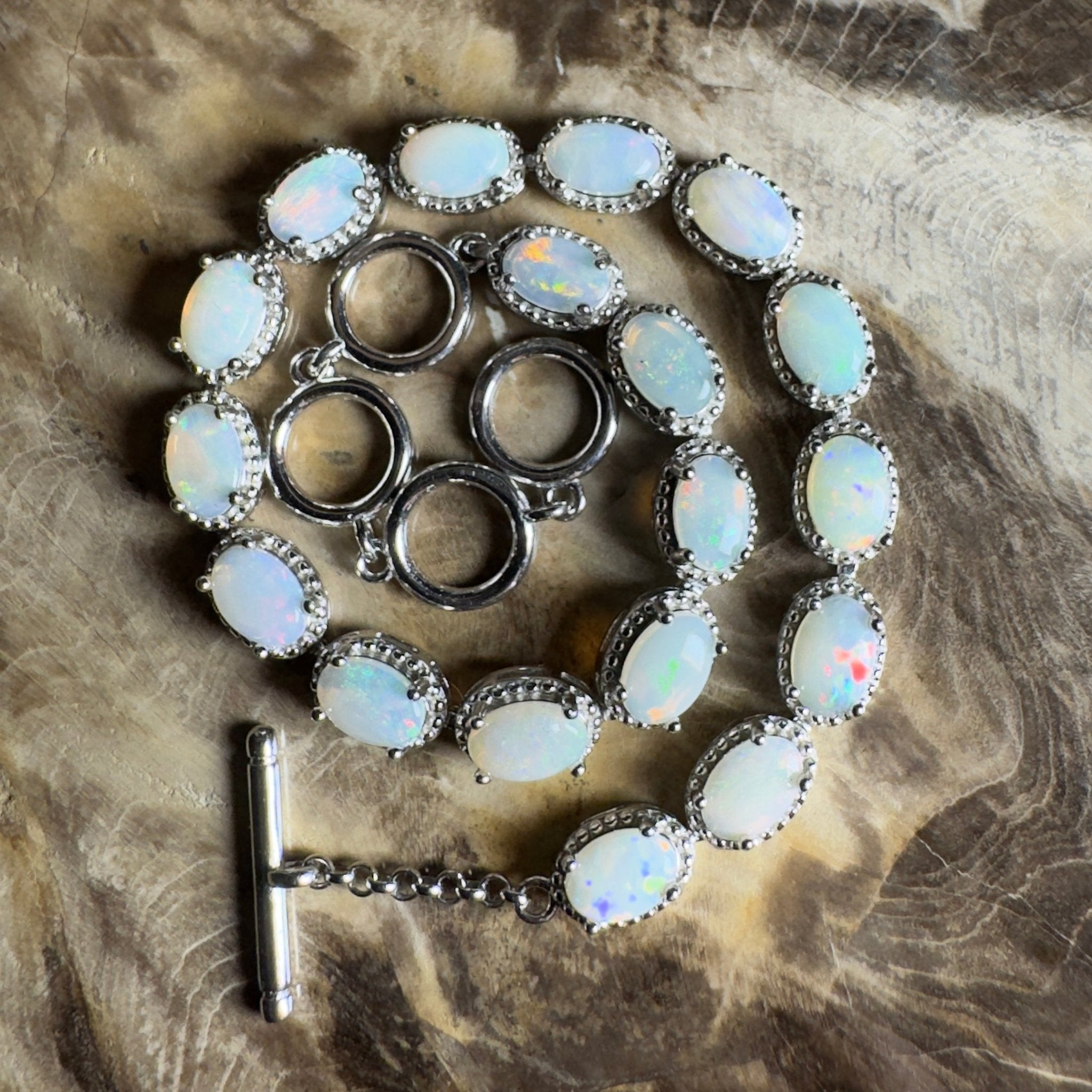 Tanami Dreaming ~ 5.4ct Coober Pedy Opal 925 Sterling Silver Bracelet