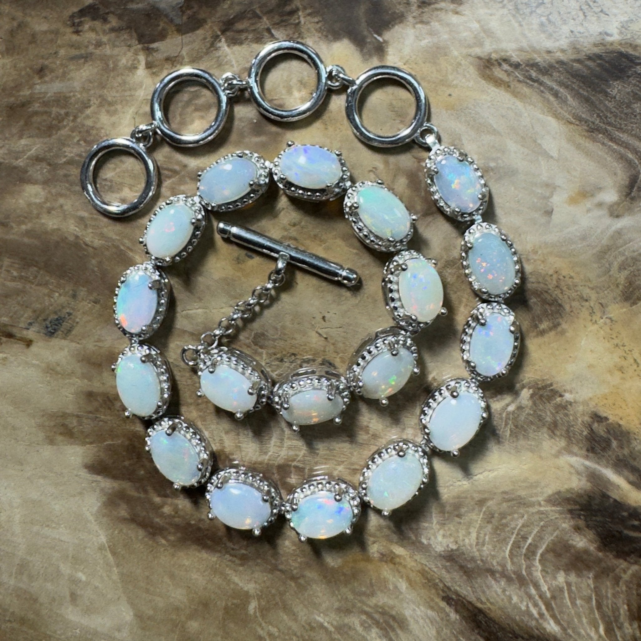 Tanami Dreaming ~ 5.4ct Coober Pedy Opal 925 Sterling Silver Bracelet
