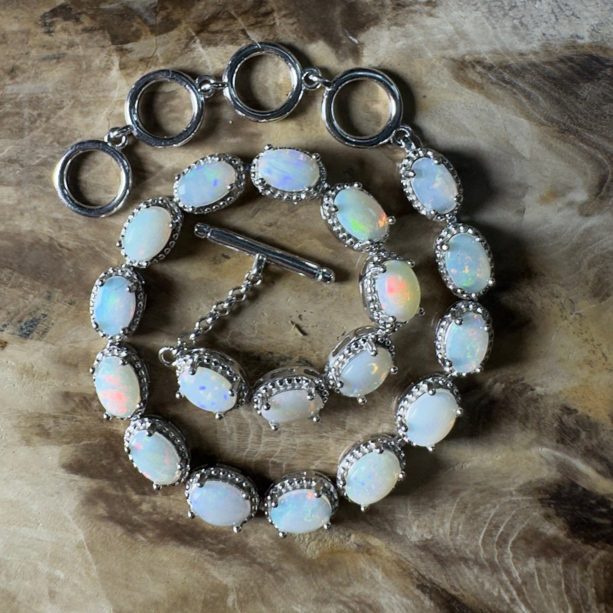 Tanami Dreaming ~ 5.4ct Coober Pedy Opal 925 Sterling Silver Bracelet