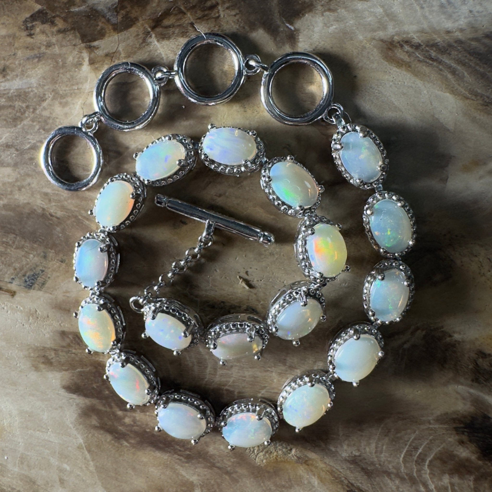 Tanami Dreaming ~ 5.4ct Coober Pedy Opal 925 Sterling Silver Bracelet