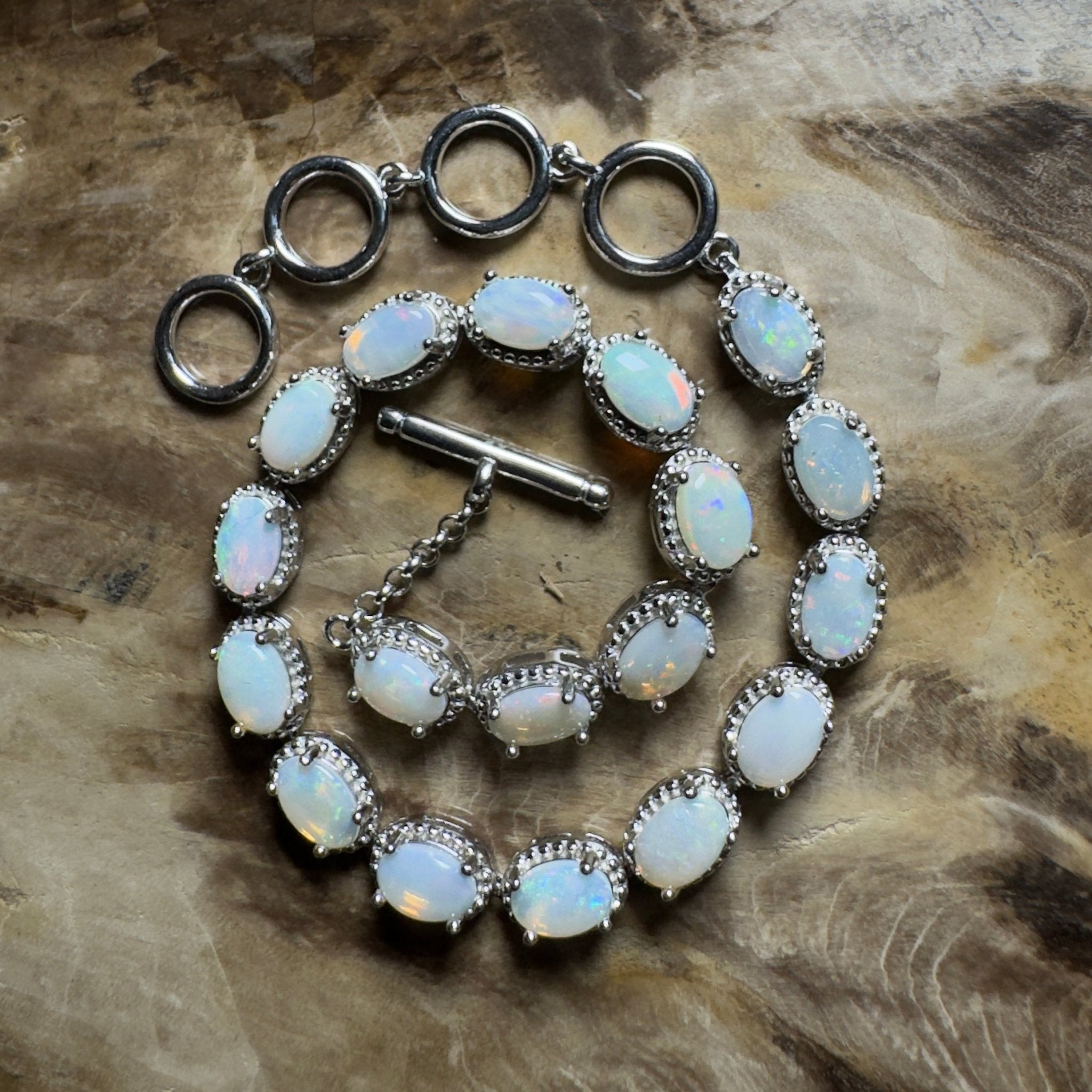 Tanami Dreaming ~ 5.4ct Coober Pedy Opal 925 Sterling Silver Bracelet