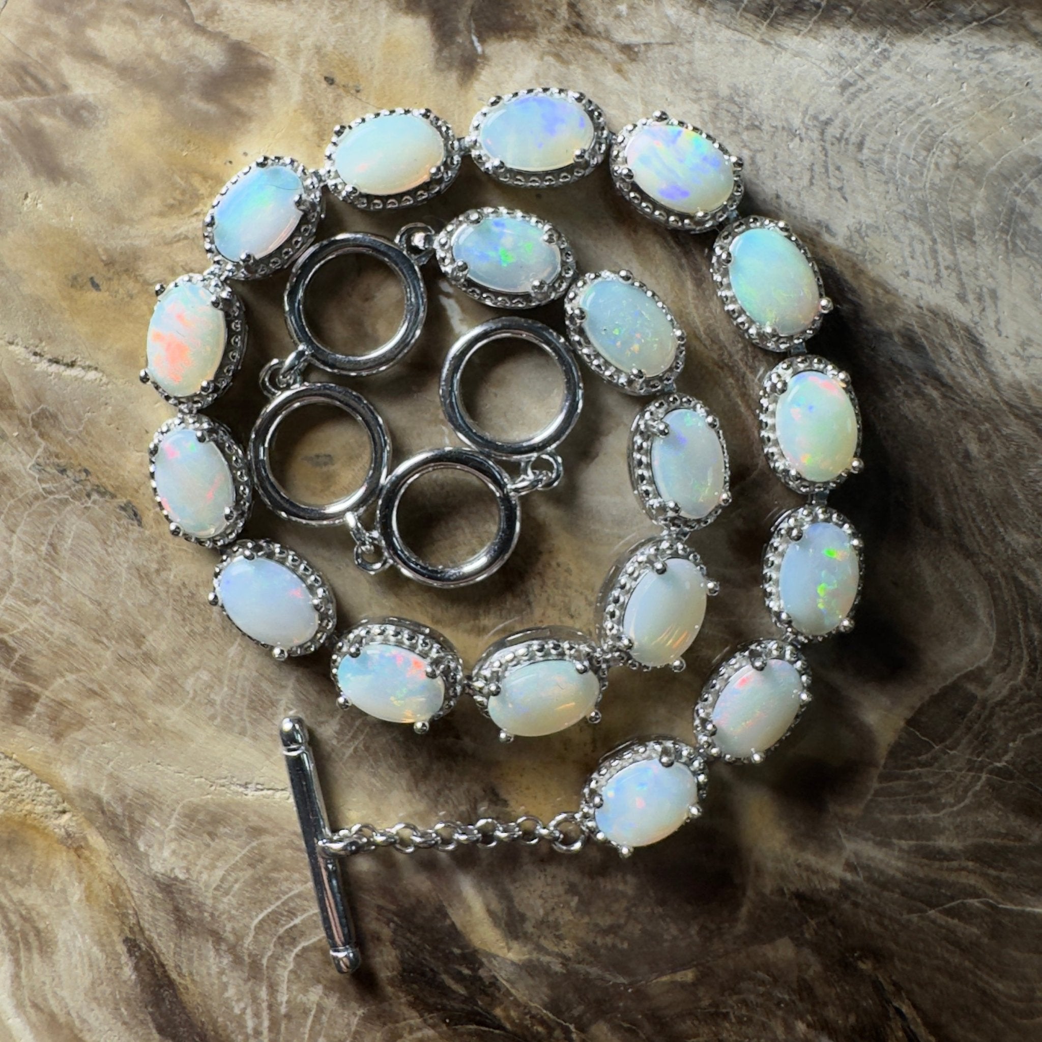 Tanami Dreaming ~ 5.4ct Coober Pedy Opal 925 Sterling Silver Bracelet