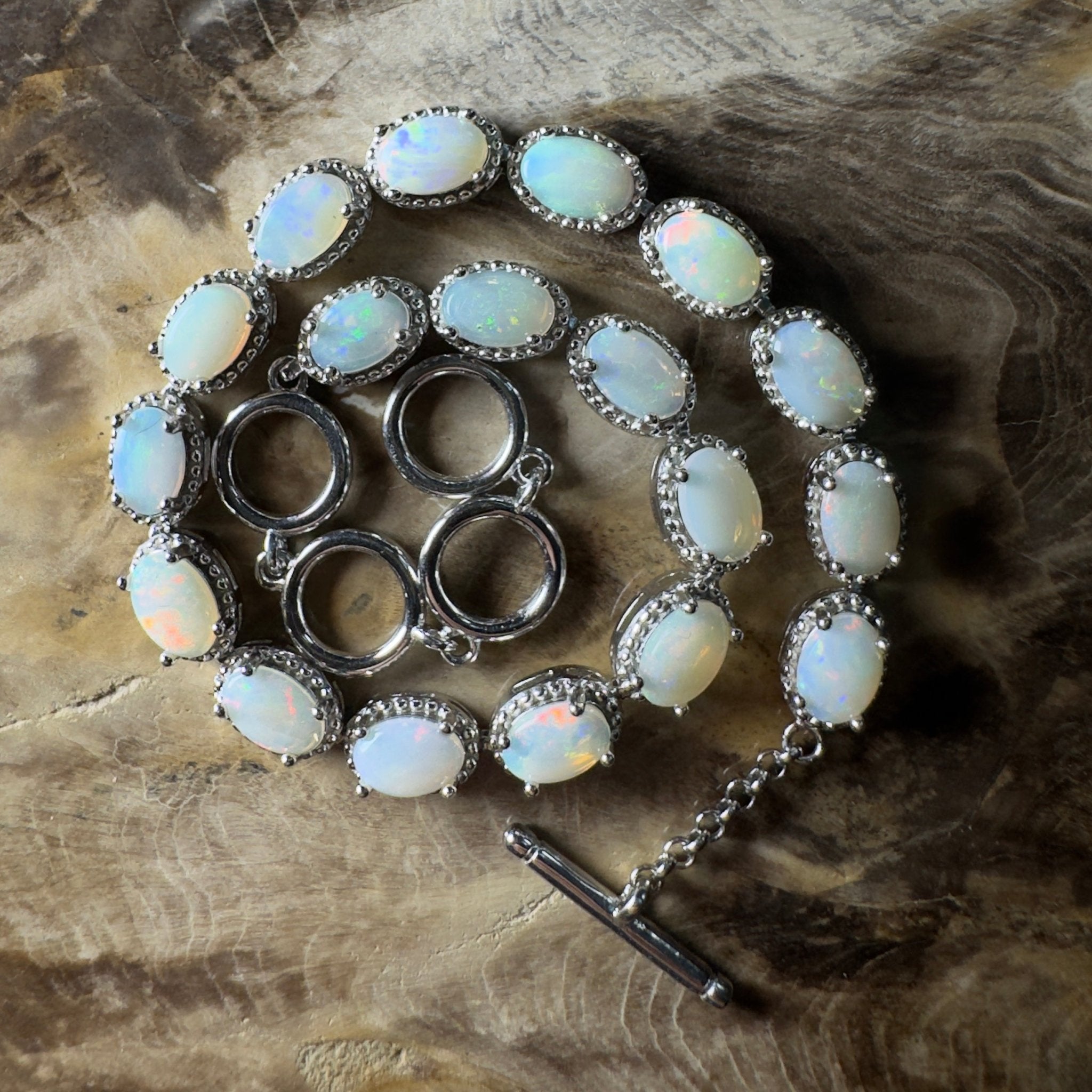 Tanami Dreaming ~ 5.4ct Coober Pedy Opal 925 Sterling Silver Bracelet