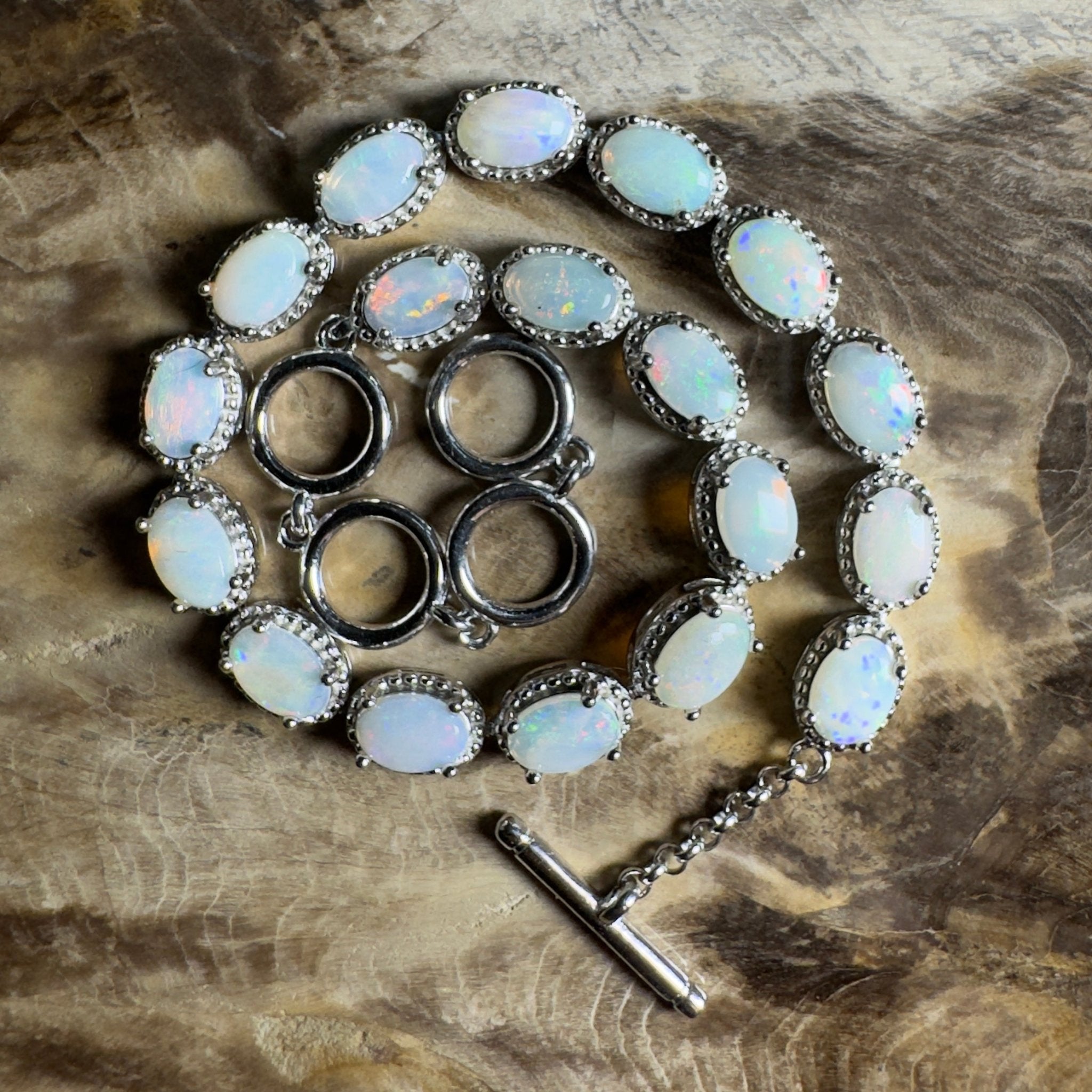 Tanami Dreaming ~ 5.4ct Coober Pedy Opal 925 Sterling Silver Bracelet