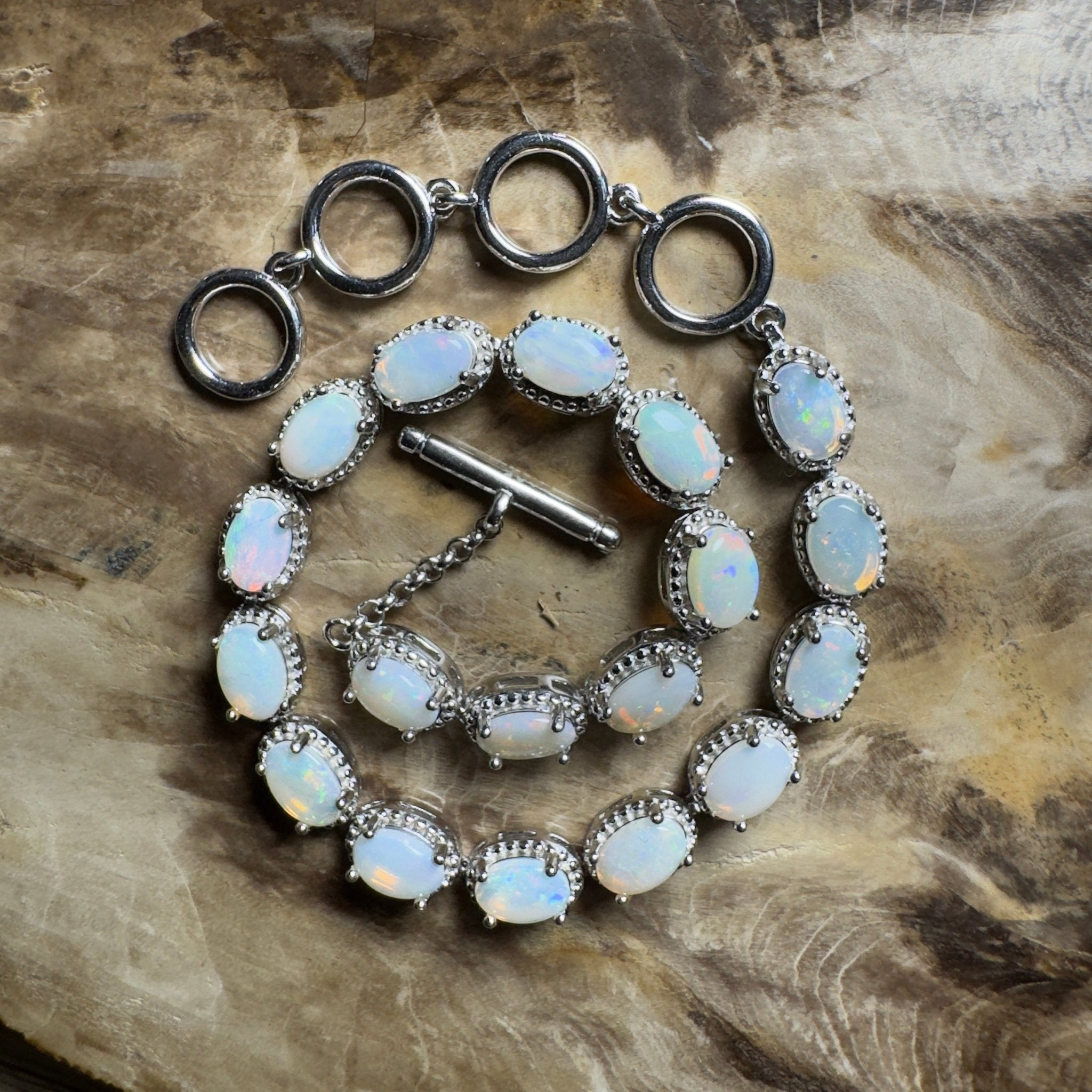 Tanami Dreaming ~ 5.4ct Coober Pedy Opal 925 Sterling Silver Bracelet