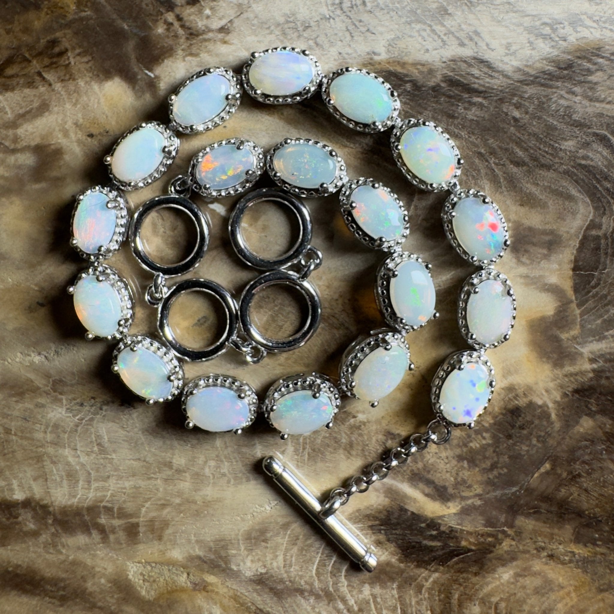 Tanami Dreaming ~ 5.4ct Coober Pedy Opal 925 Sterling Silver Bracelet