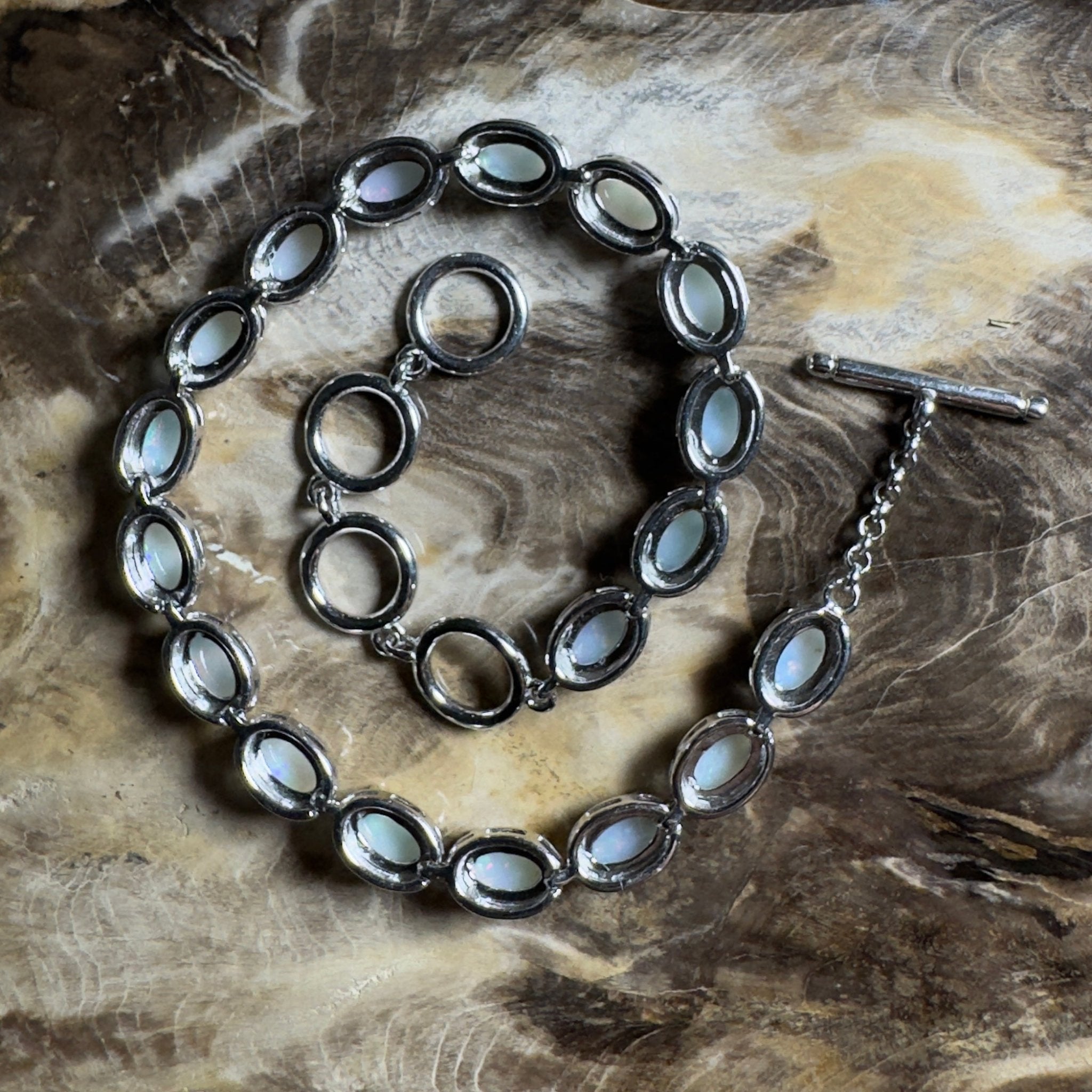 Tanami Dreaming ~ 5.4ct Coober Pedy Opal 925 Sterling Silver Bracelet