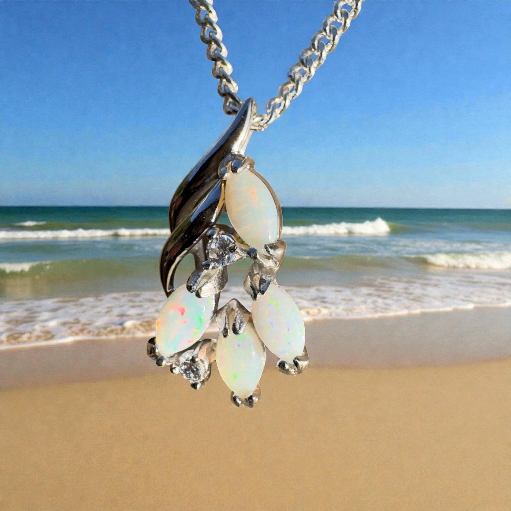 Tanami Ember Trail – 1ct Coober Pedy Opal 925 Silver Pendant