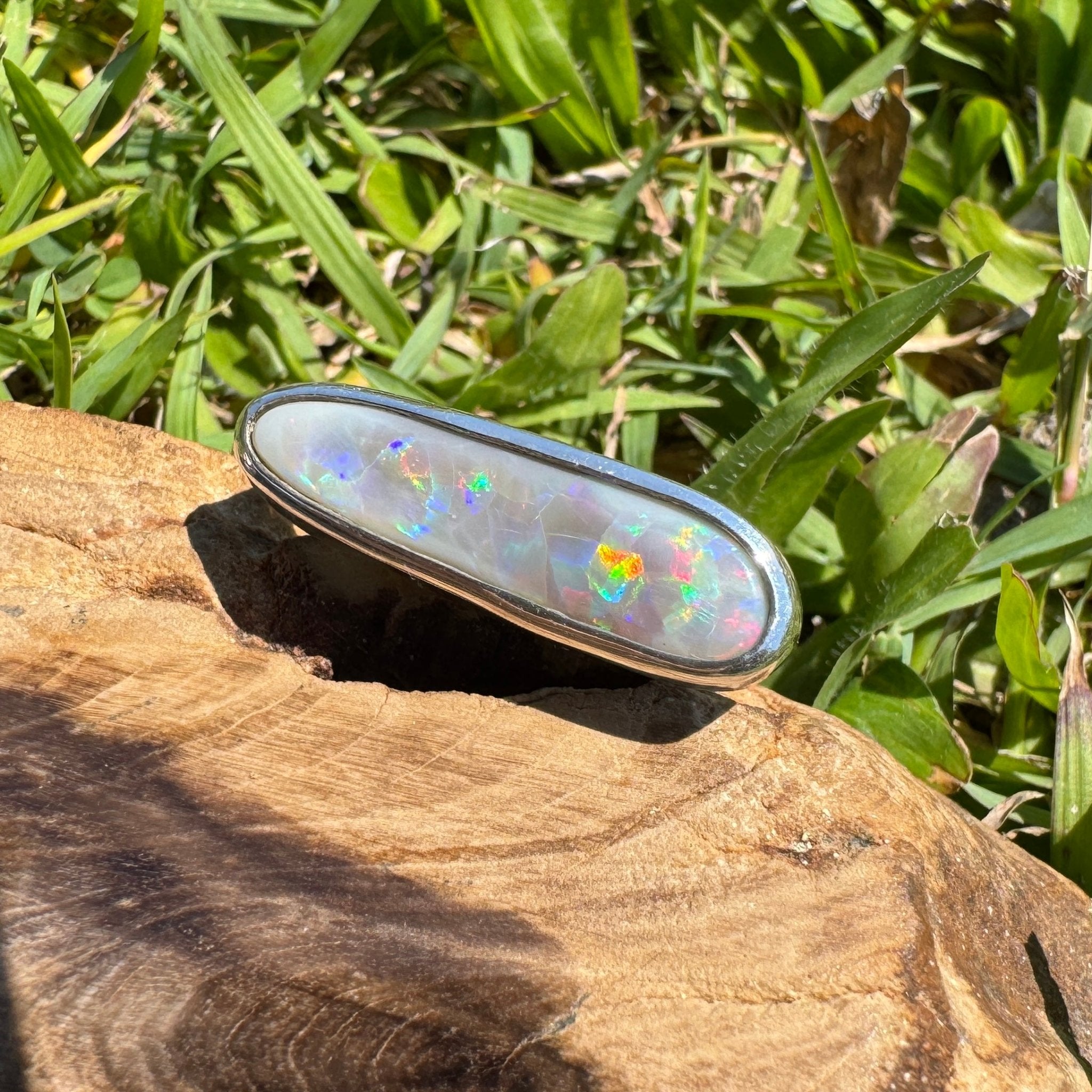Tanami Nightfall ~ 4.2ct Solid Lightning Ridge Semi Black Opal 925 Sterling Silver Ring