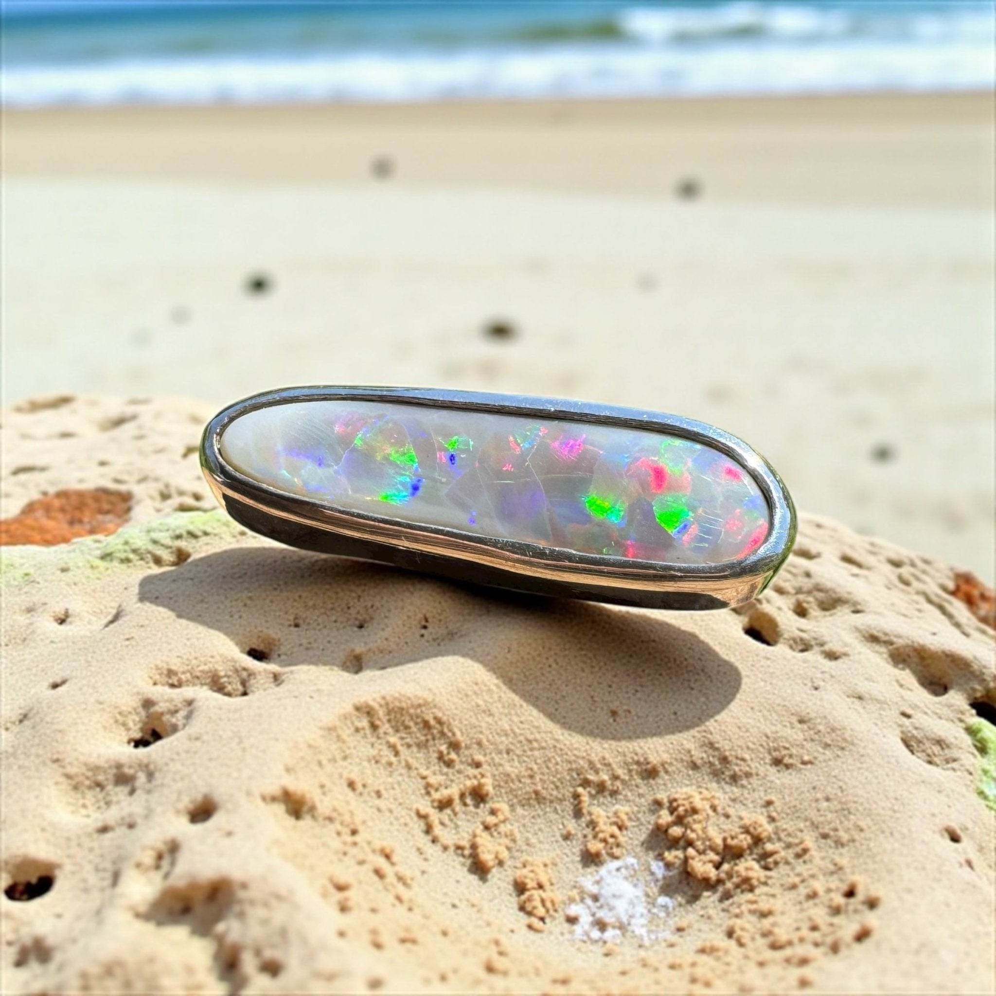 Tanami Nightfall ~ 4.2ct Solid Lightning Ridge Semi Black Opal 925 Sterling Silver Ring
