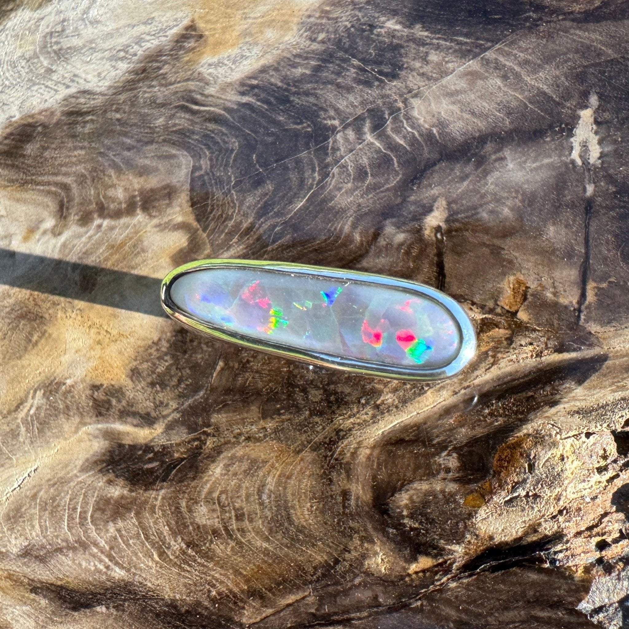Tanami Nightfall ~ 4.2ct Solid Lightning Ridge Semi Black Opal 925 Sterling Silver Ring