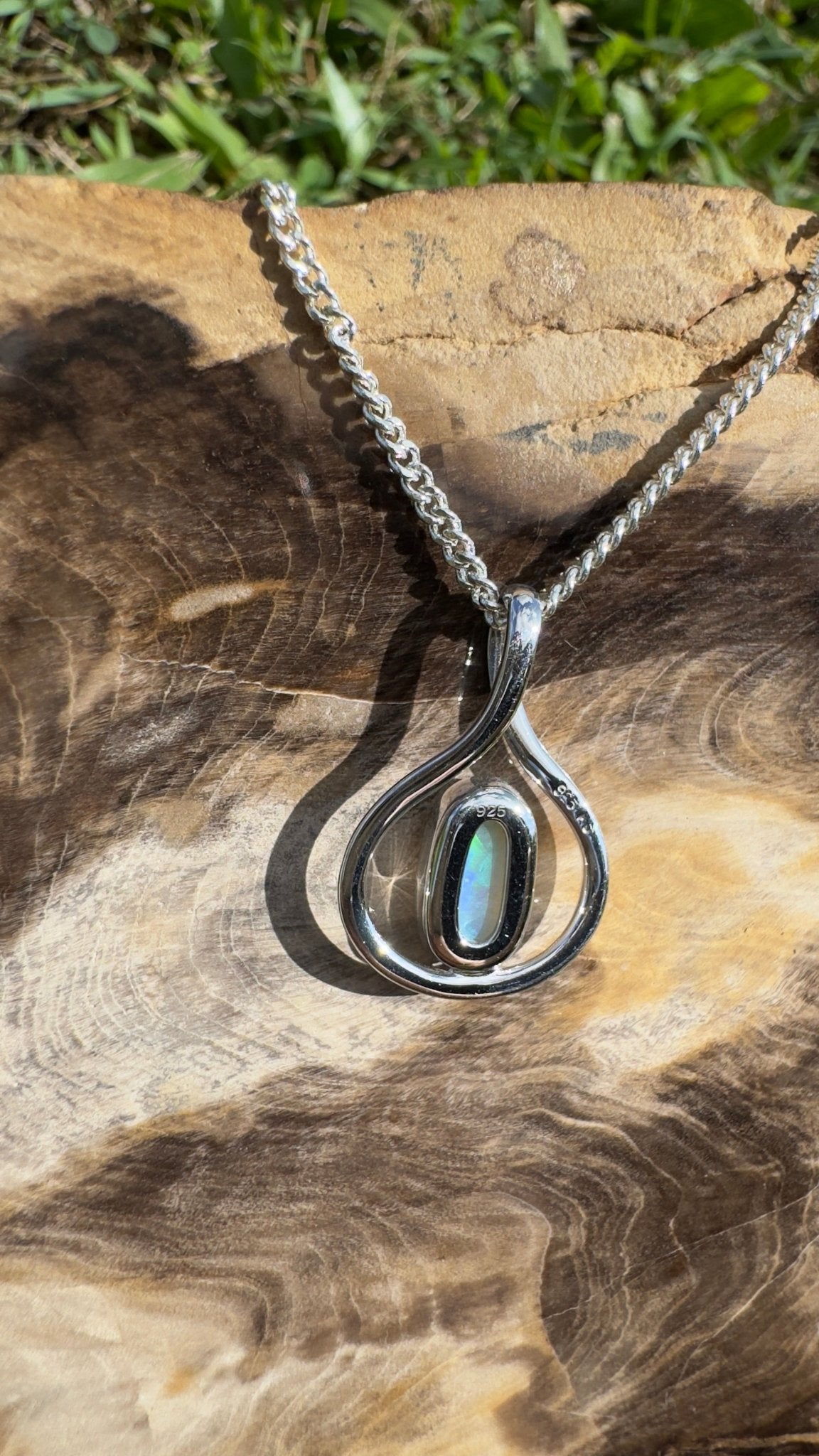 Tarkine Glow ~ 1ct Solid Coober Pedy Crystal Opal 925 Sterling Silver Pendant Necklace