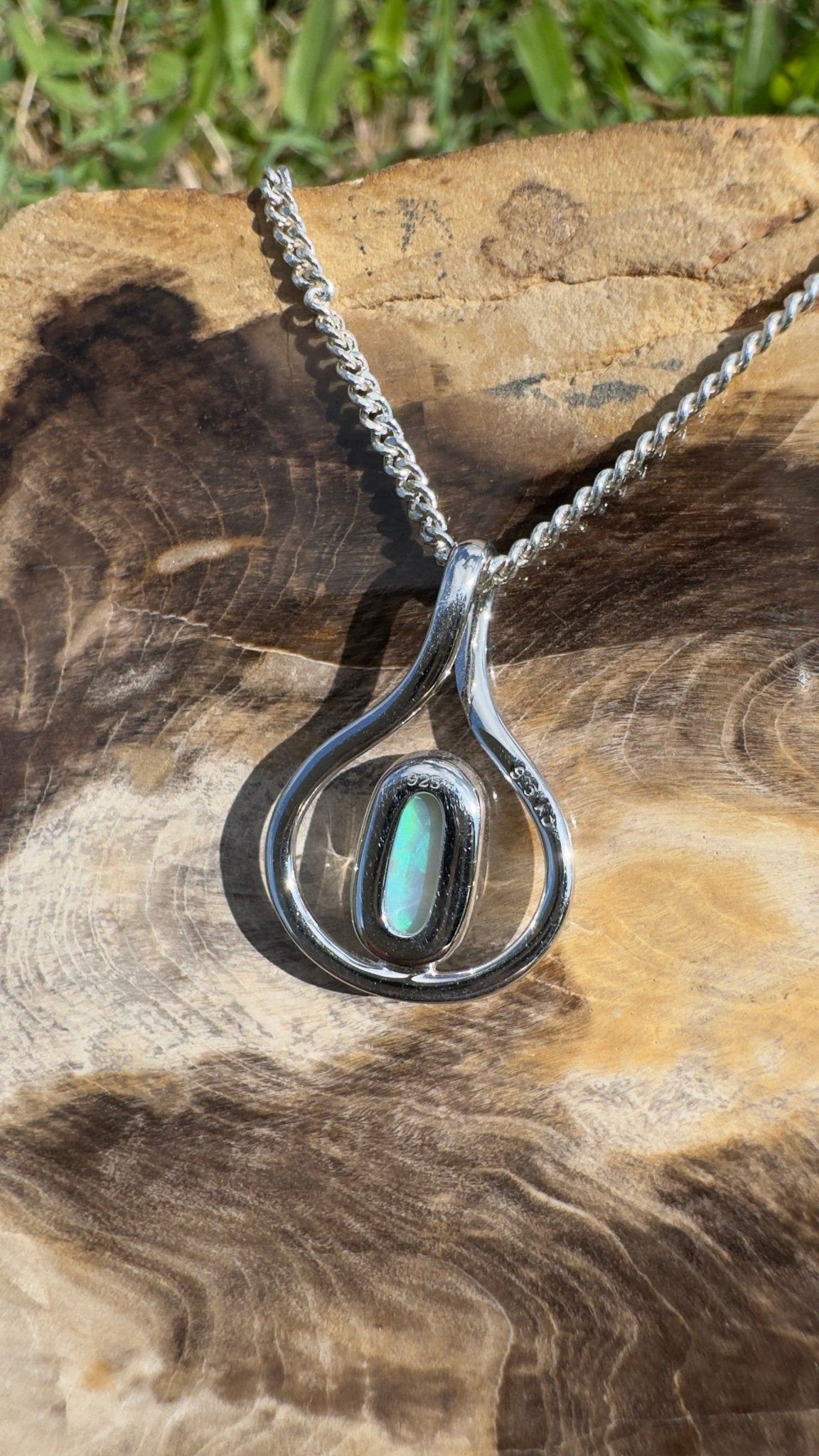 Tarkine Glow ~ 1ct Solid Coober Pedy Crystal Opal 925 Sterling Silver Pendant Necklace