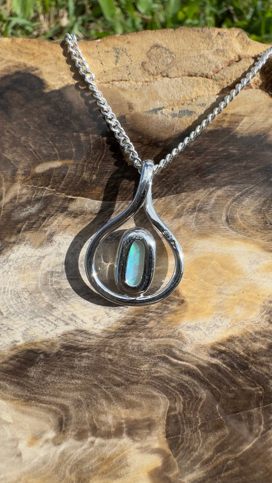 Tarkine Glow ~ 1ct Solid Coober Pedy Crystal Opal 925 Sterling Silver Pendant Necklace