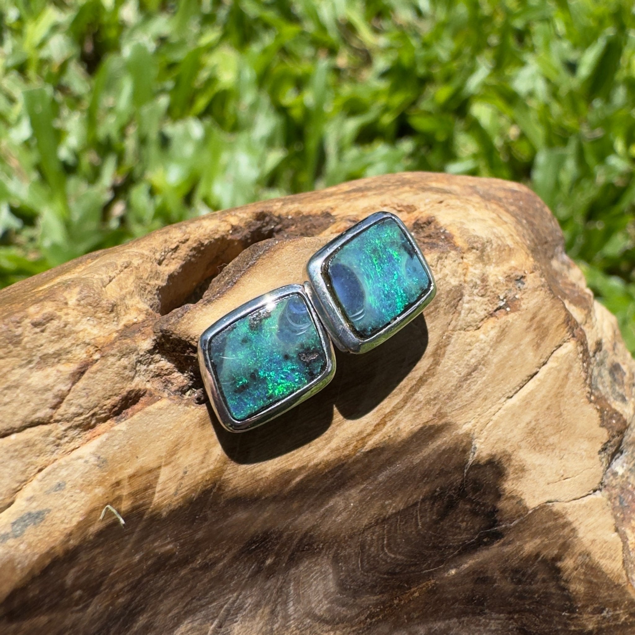 Tasman Deepwater Drift ~ Handcrafted 5ct Solid Queensland Boulder Opal 925 Silver Earrings