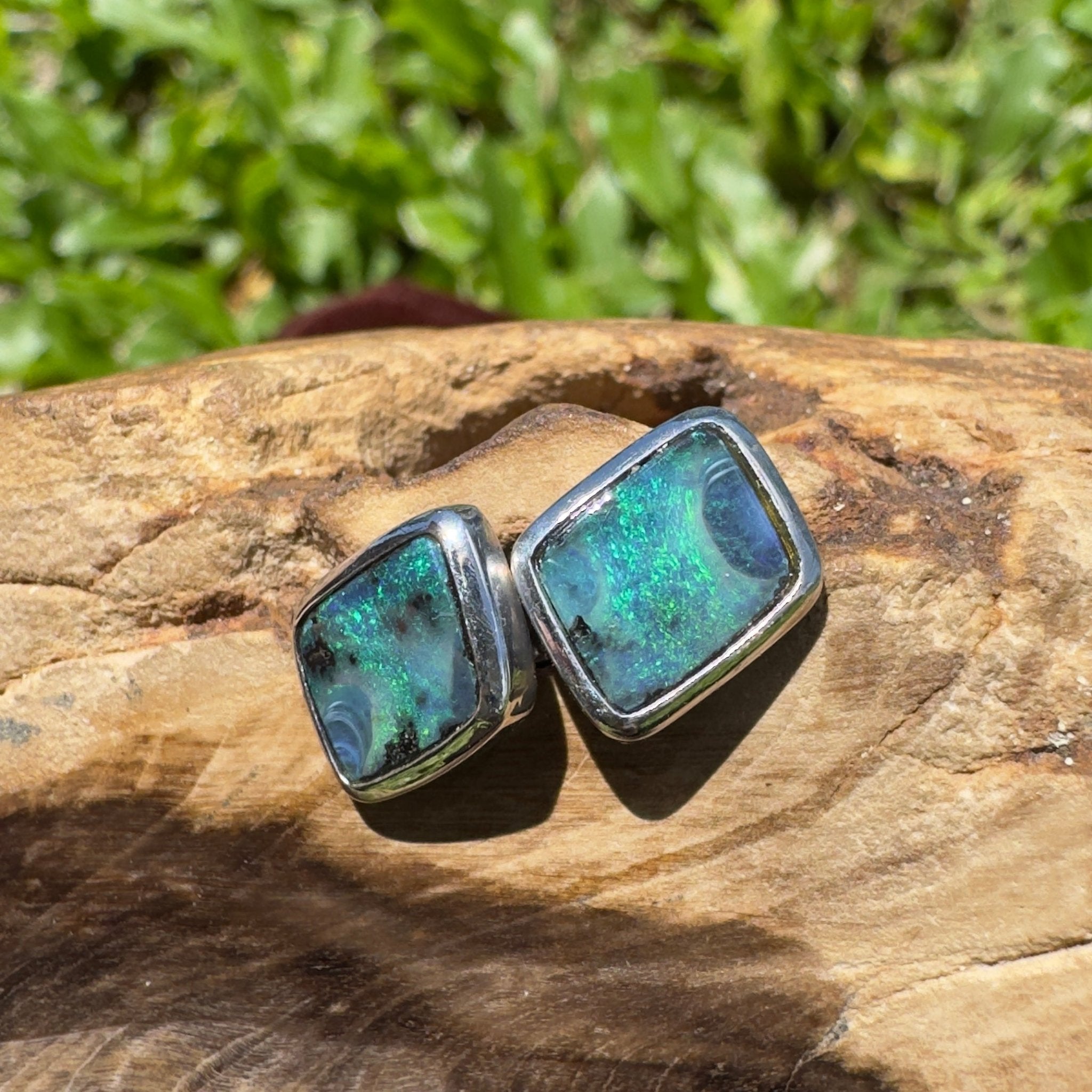 Tasman Deepwater Drift ~ Handcrafted 5ct Solid Queensland Boulder Opal 925 Silver Earrings