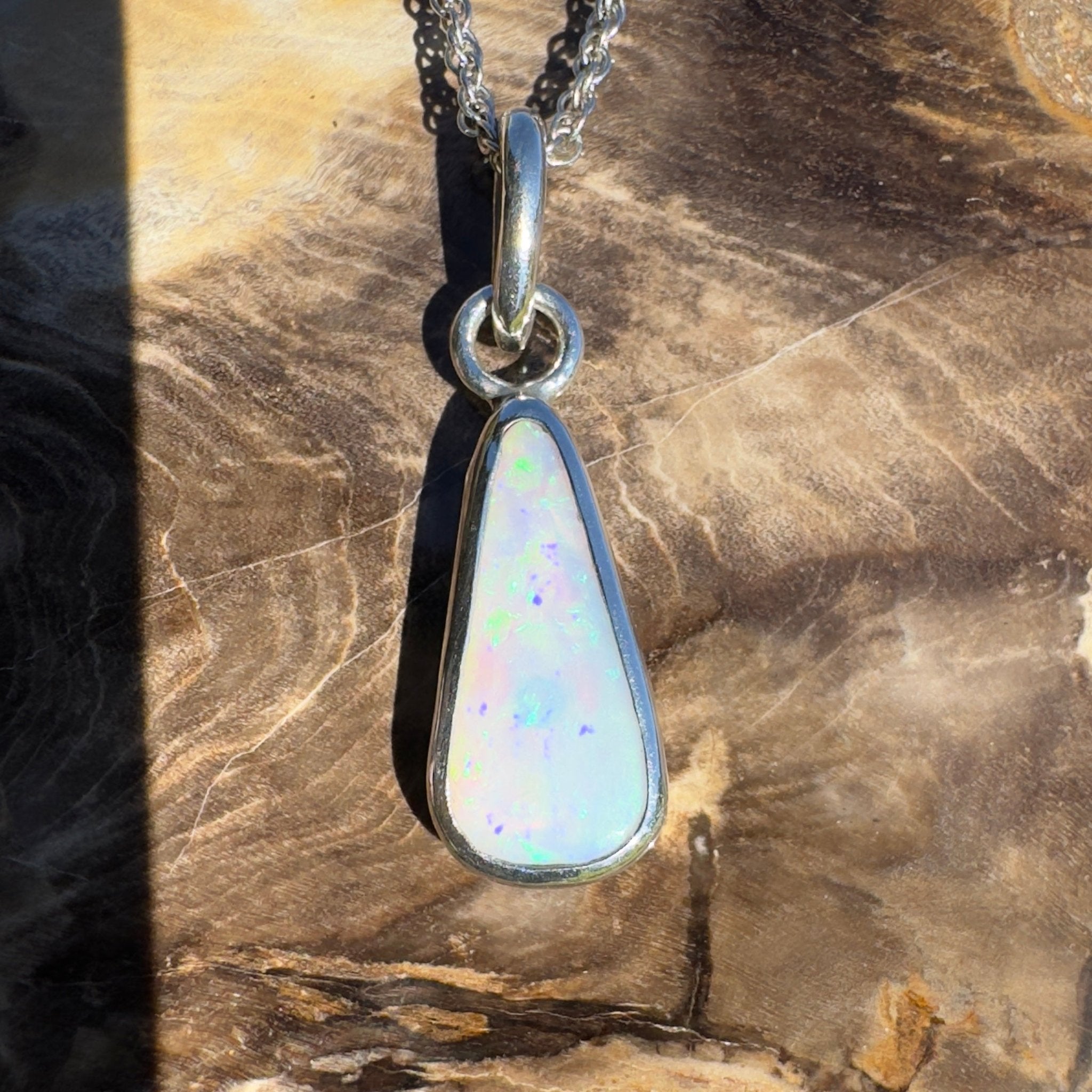 Tasman Glow ~ 1.8ct Solid Lightning Ridge Crystal Opal 925 Silver Pendant Necklace