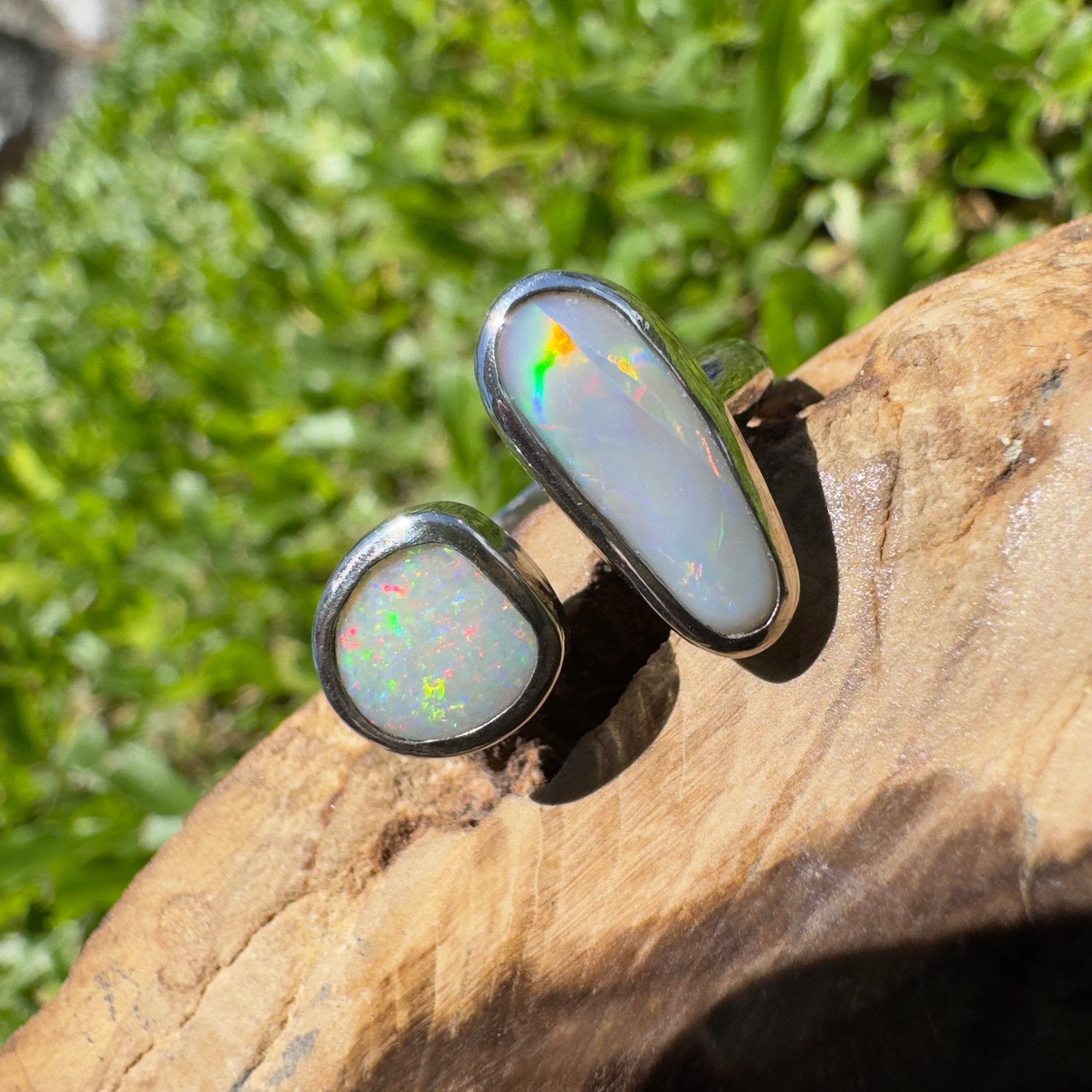 Tasman Twinlight – 1.8ct Solid Lightning Ridge Opal 925 Sterling Silver Ring