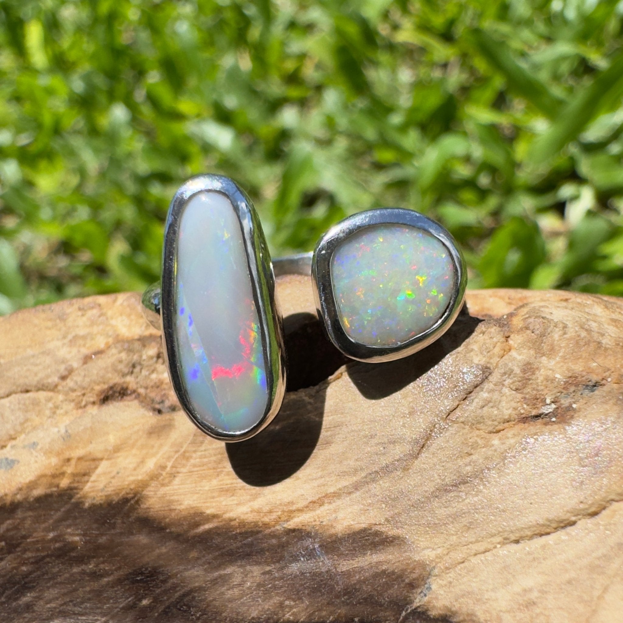 Tasman Twinlight – 1.8ct Solid Lightning Ridge Opal 925 Sterling Silver Ring