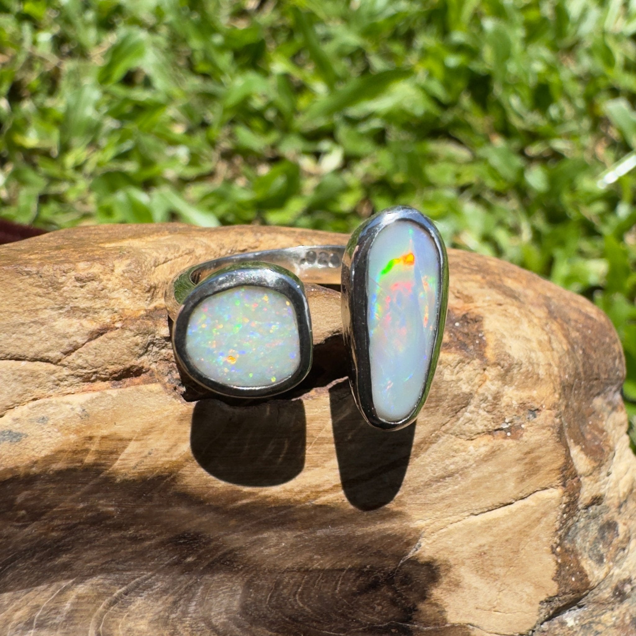 Tasman Twinlight – 1.8ct Solid Lightning Ridge Opal 925 Sterling Silver Ring