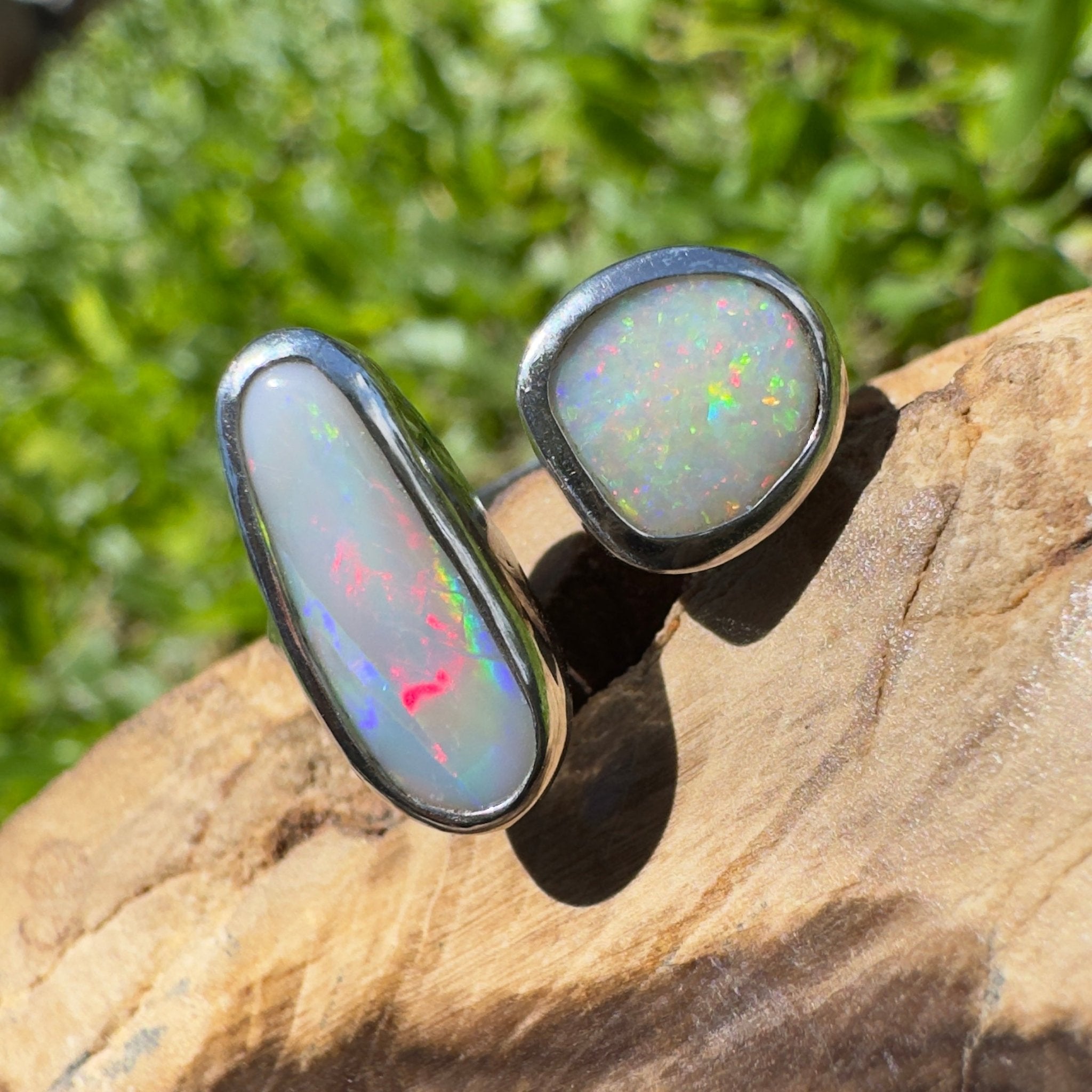 Tasman Twinlight – 1.8ct Solid Lightning Ridge Opal 925 Sterling Silver Ring