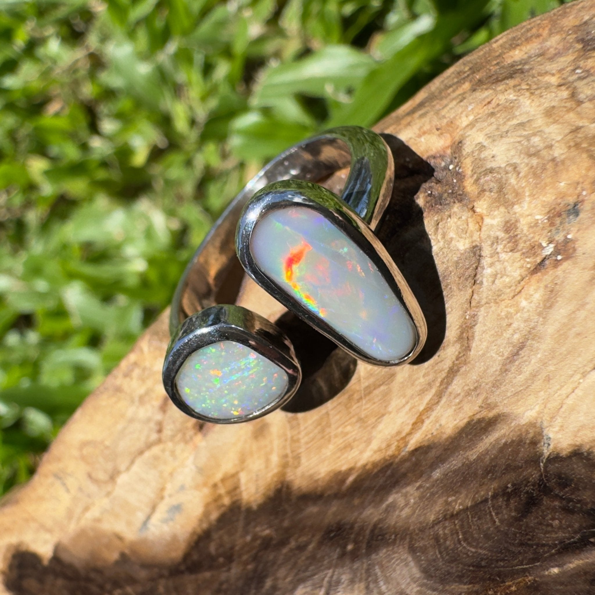 Tasman Twinlight – 1.8ct Solid Lightning Ridge Opal 925 Sterling Silver Ring